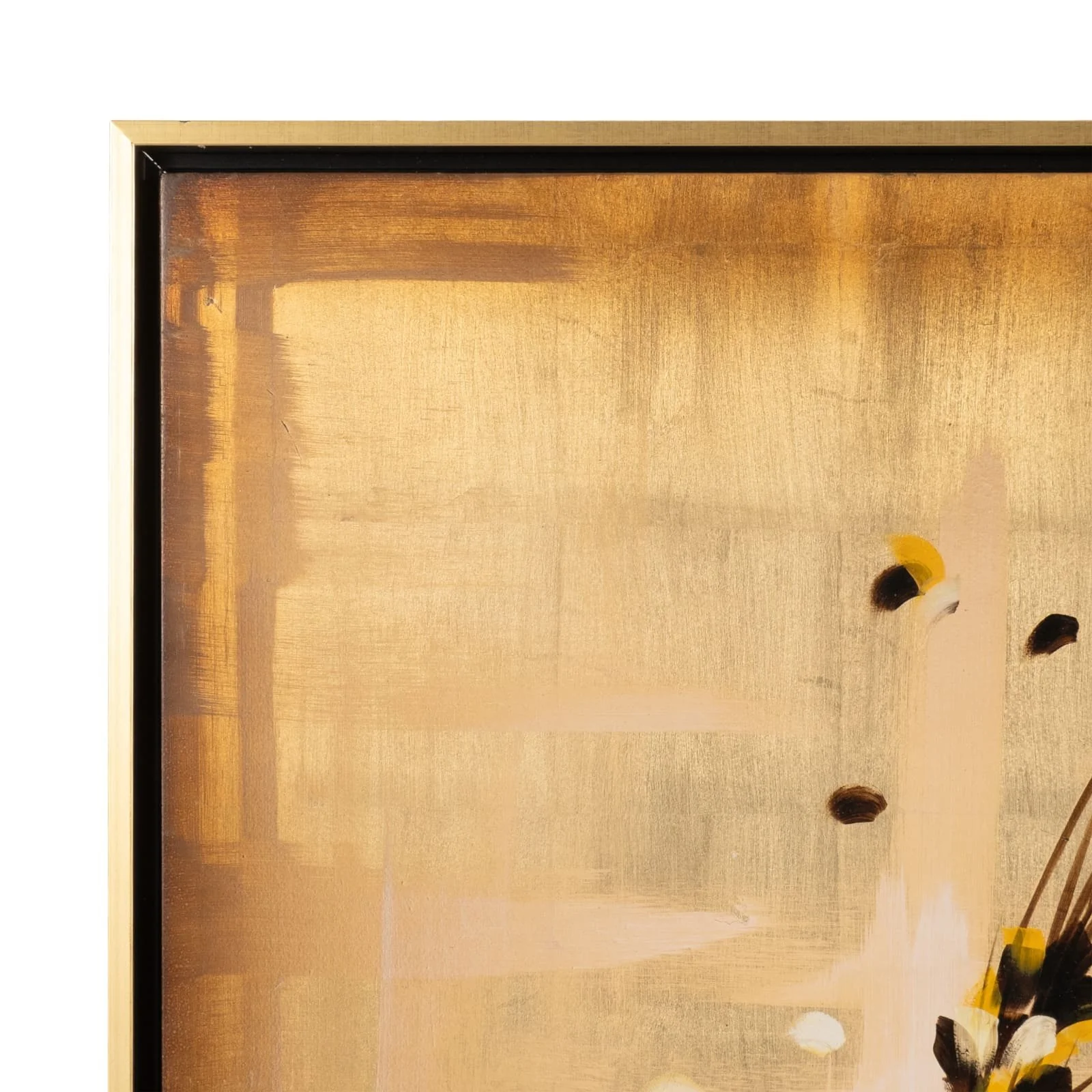 S/2 71x59 Hand Painted Wildflowers, Gold - Image 5