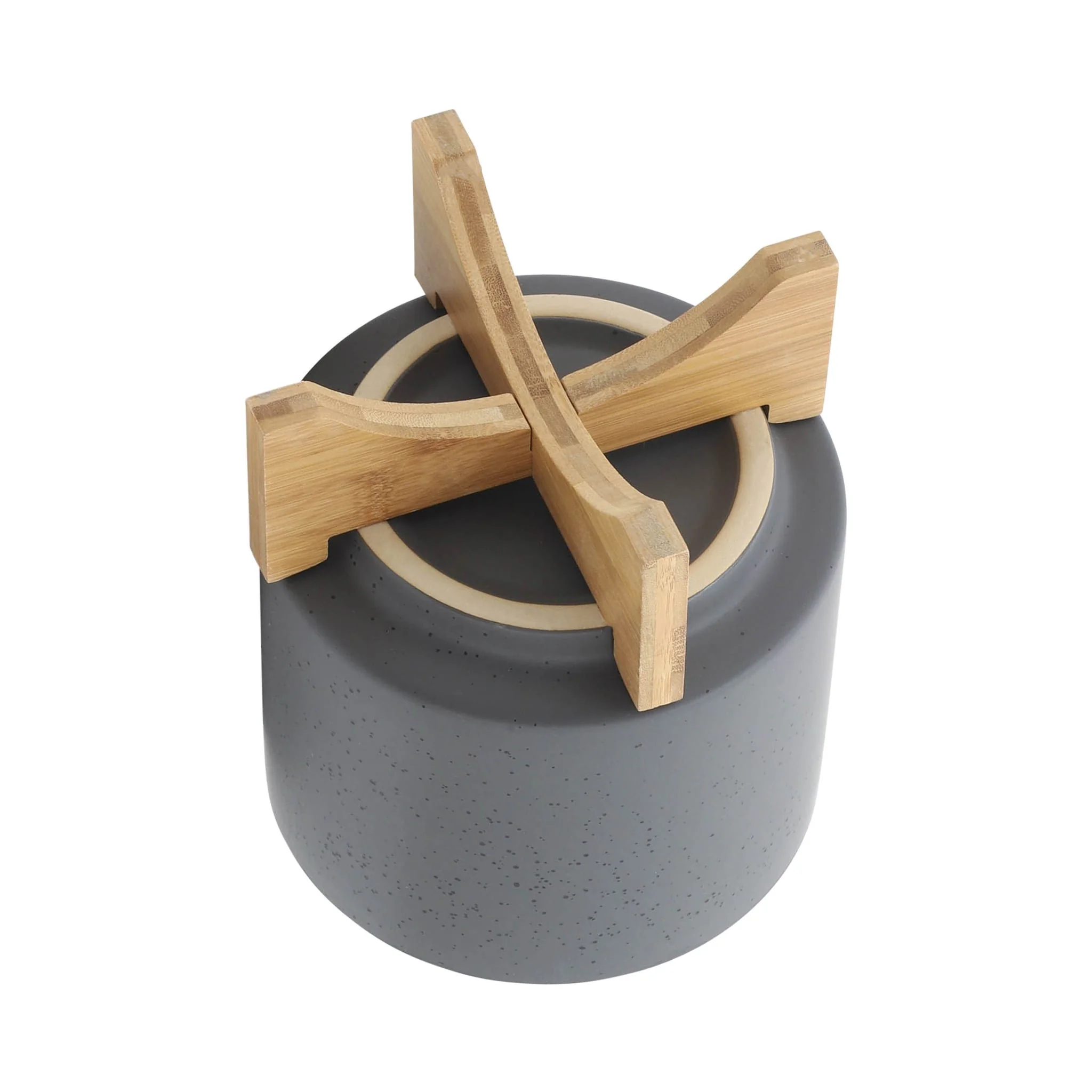 S/2 8/10" Planter W/ Wood Stand, Matte Gray - Image 6