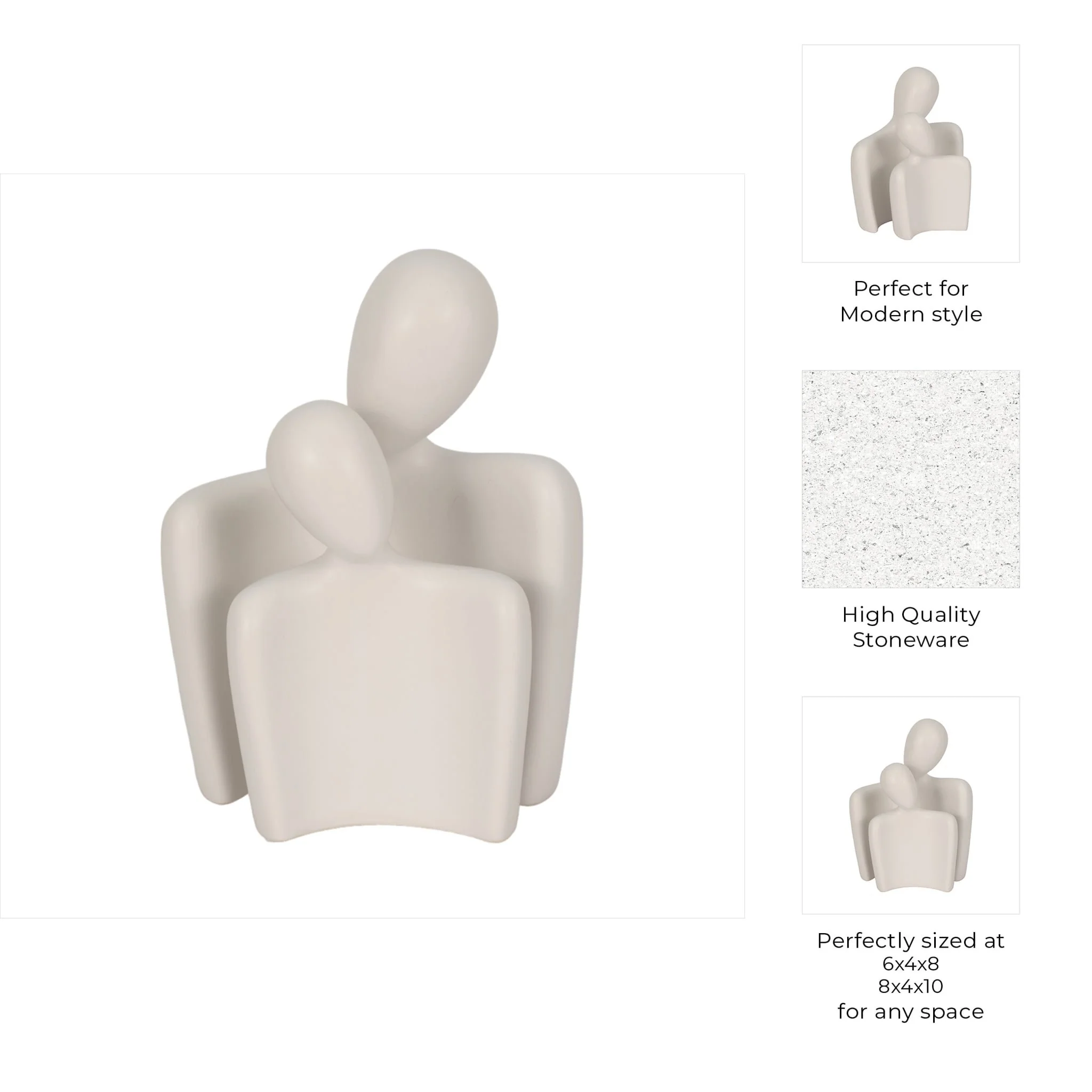 S/2 8/10" Textured Abstract Figures, White - Image 10