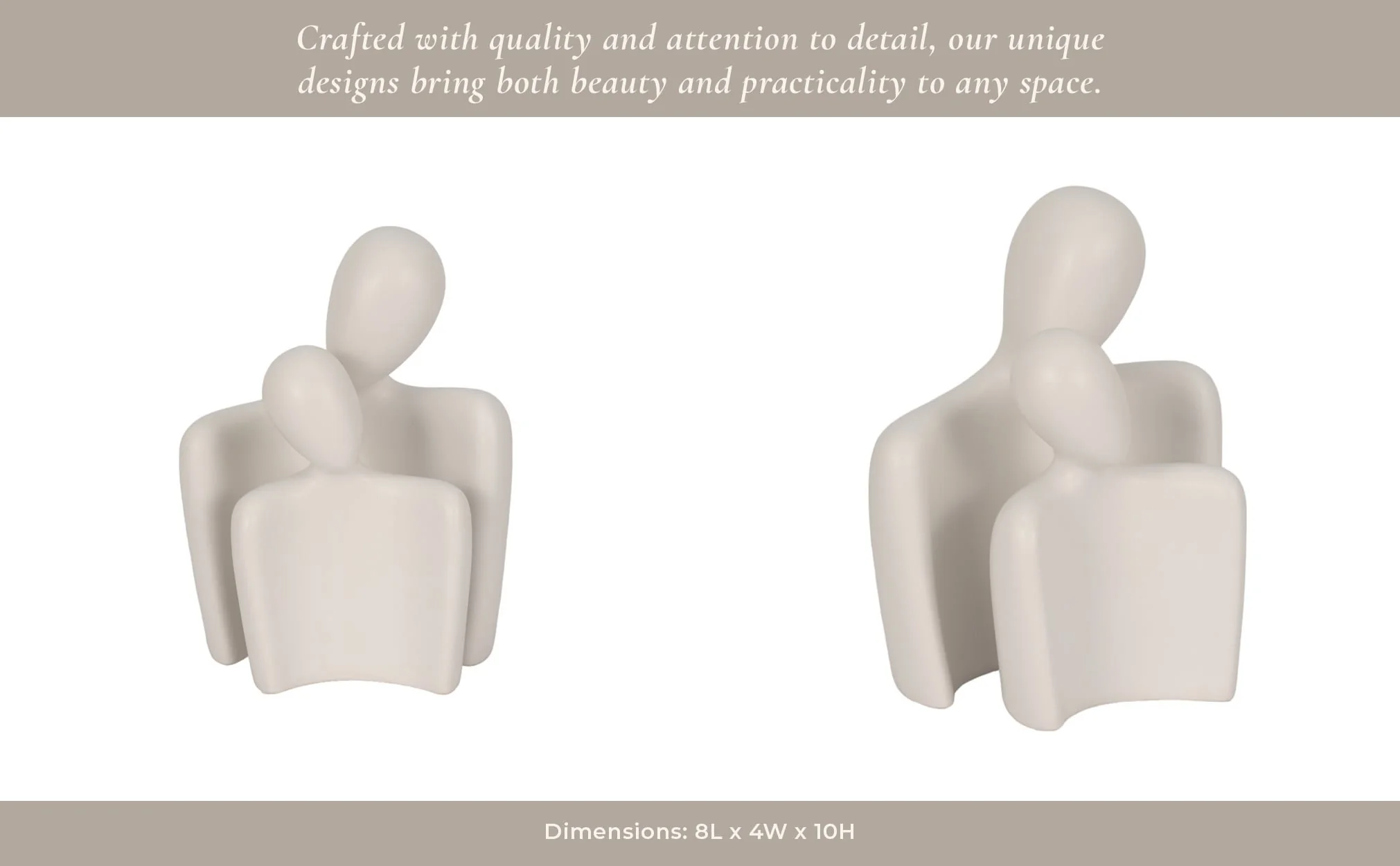 S/2 8/10" Textured Abstract Figures, White - Image 13