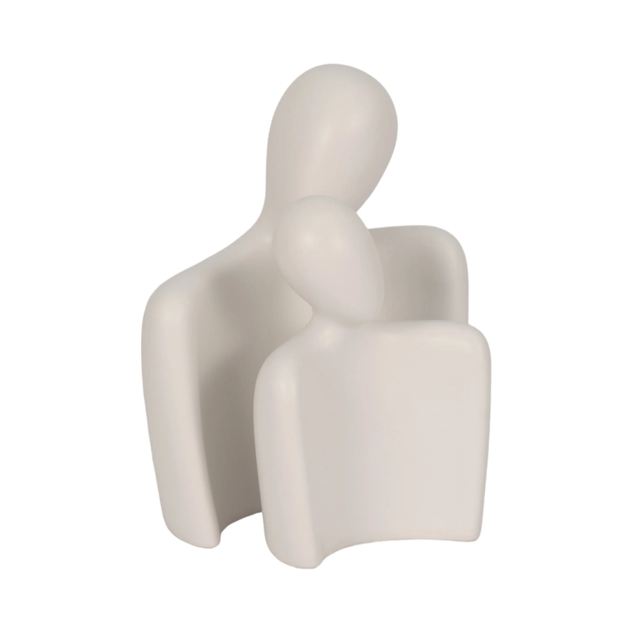 S/2 8/10" Textured Abstract Figures, White - Image 2