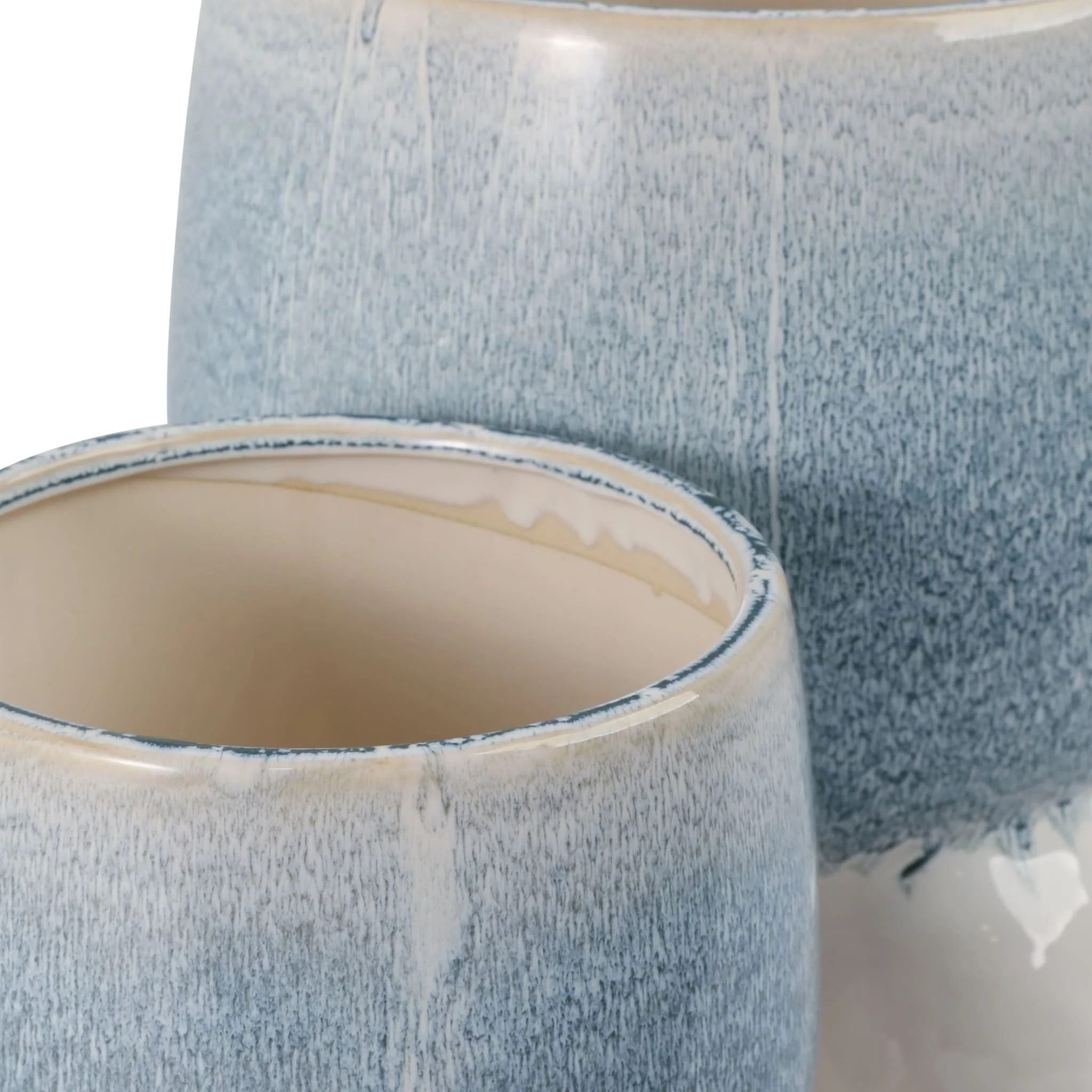 S/2 8/11" Knobby Footed Planters, Blue/white - Image 2