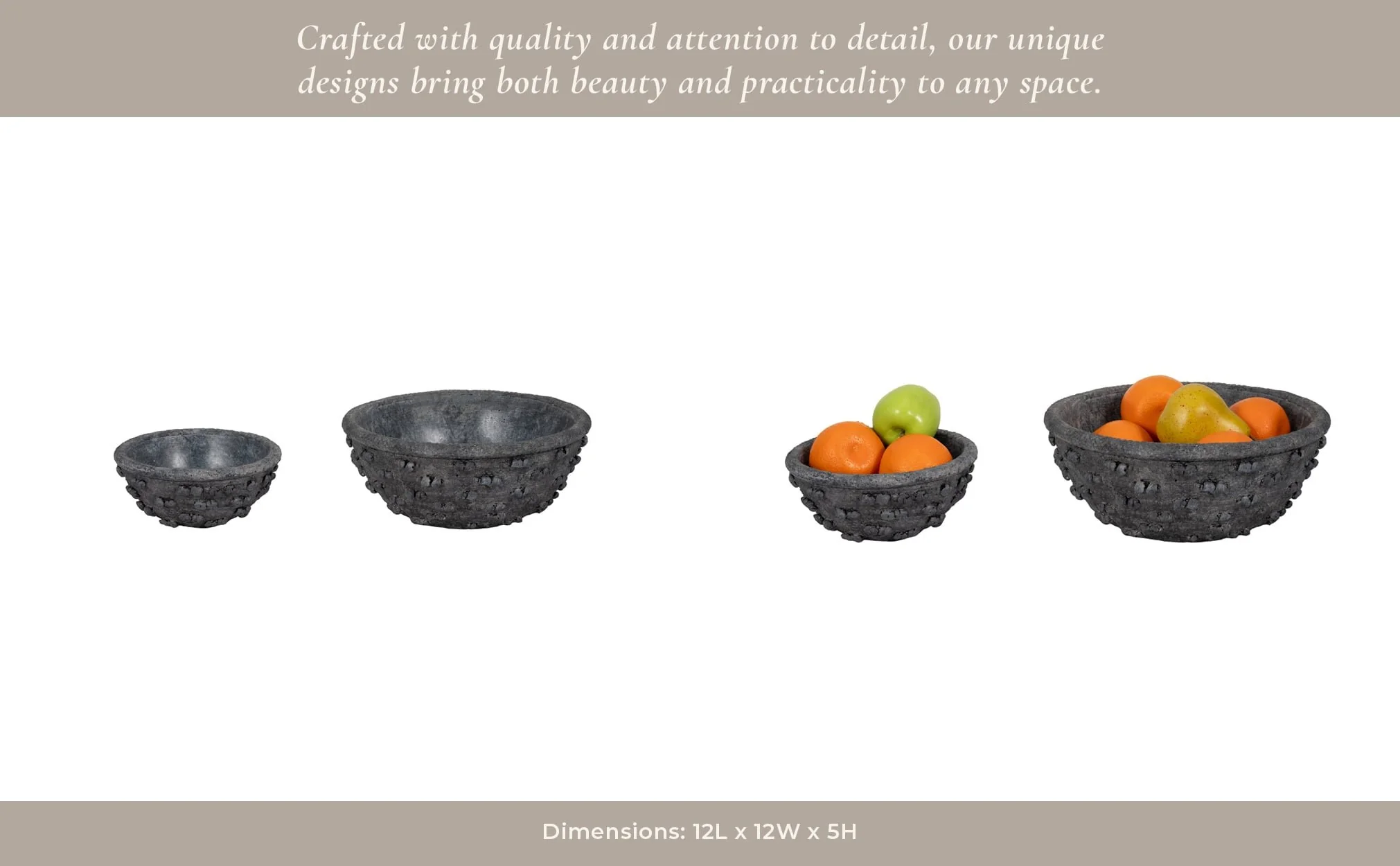 S/2 8/12" Textured Knobby Knot Bowls, Black - Image 11