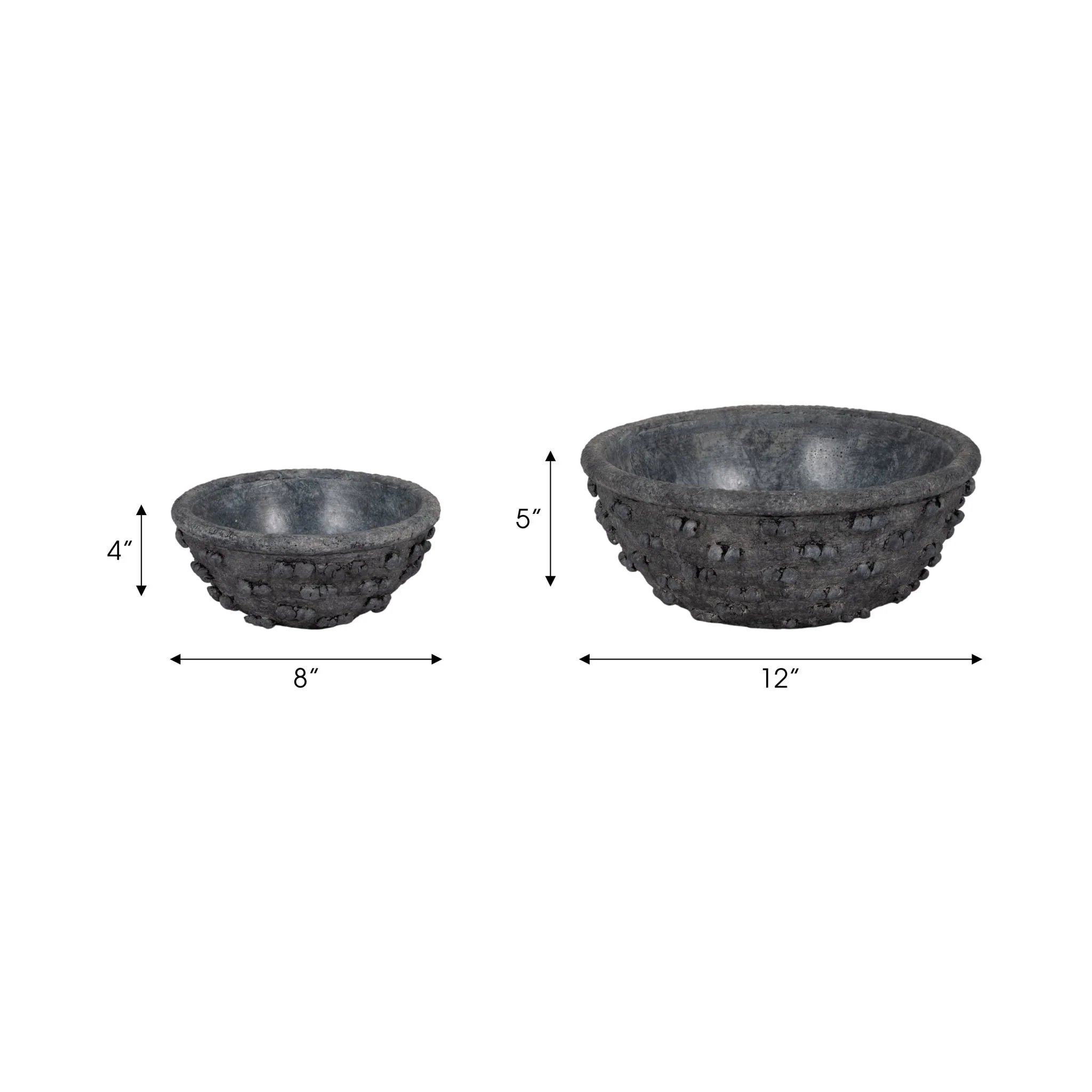 S/2 8/12" Textured Knobby Knot Bowls, Black - Image 7