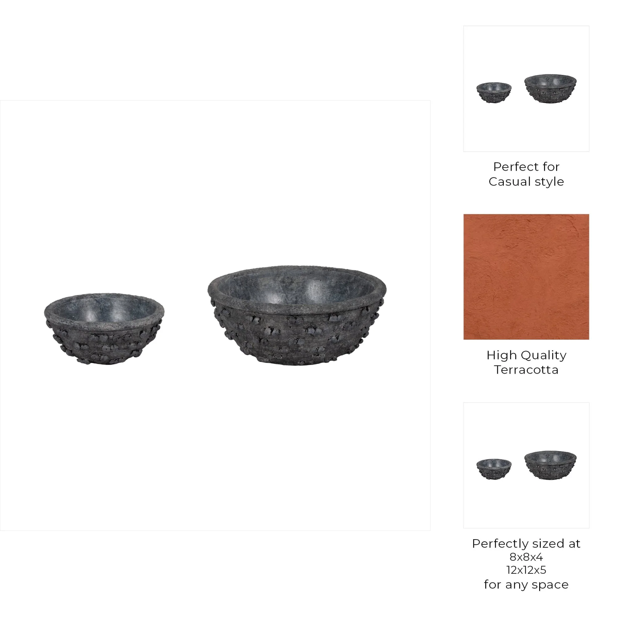 S/2 8/12" Textured Knobby Knot Bowls, Black - Image 8