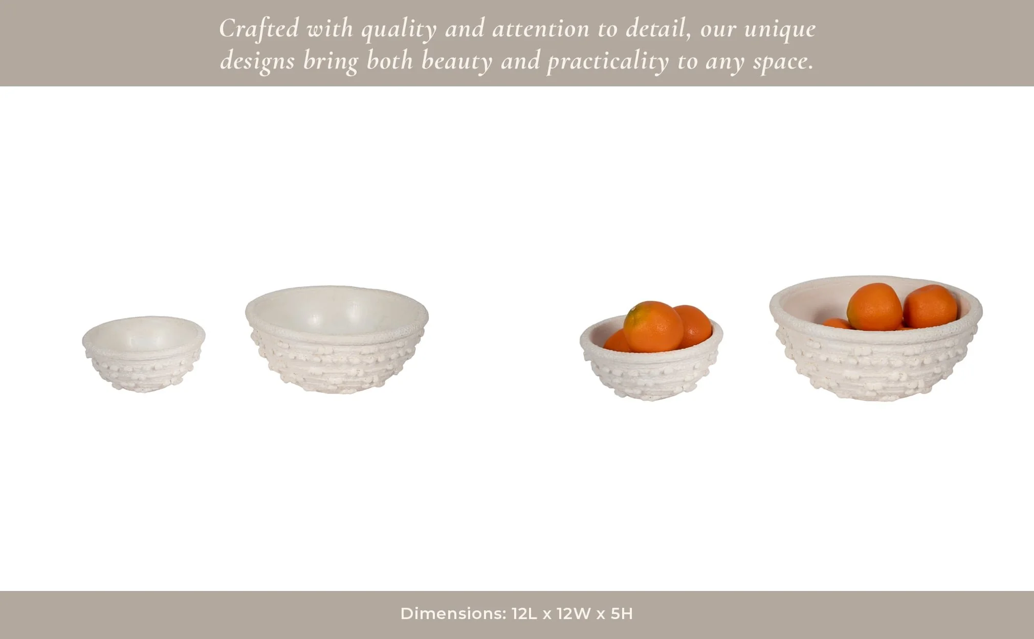 S/2 8/12" Textured Knobby Knot Bowls, White - Image 11