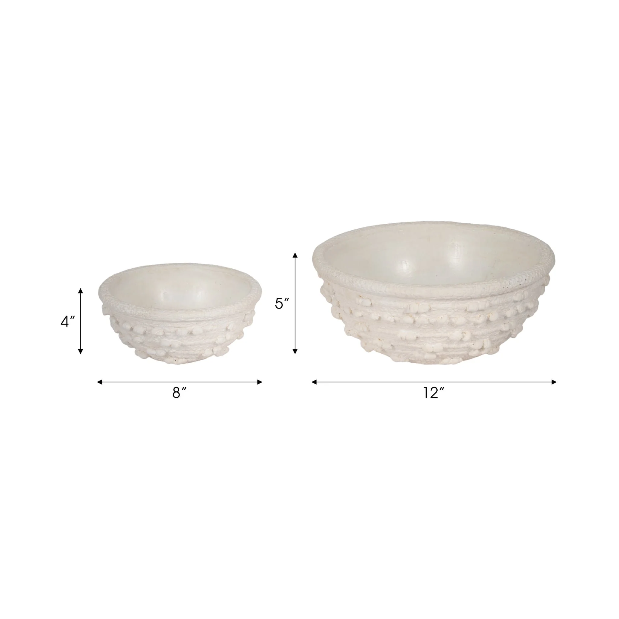 S/2 8/12" Textured Knobby Knot Bowls, White - Image 7
