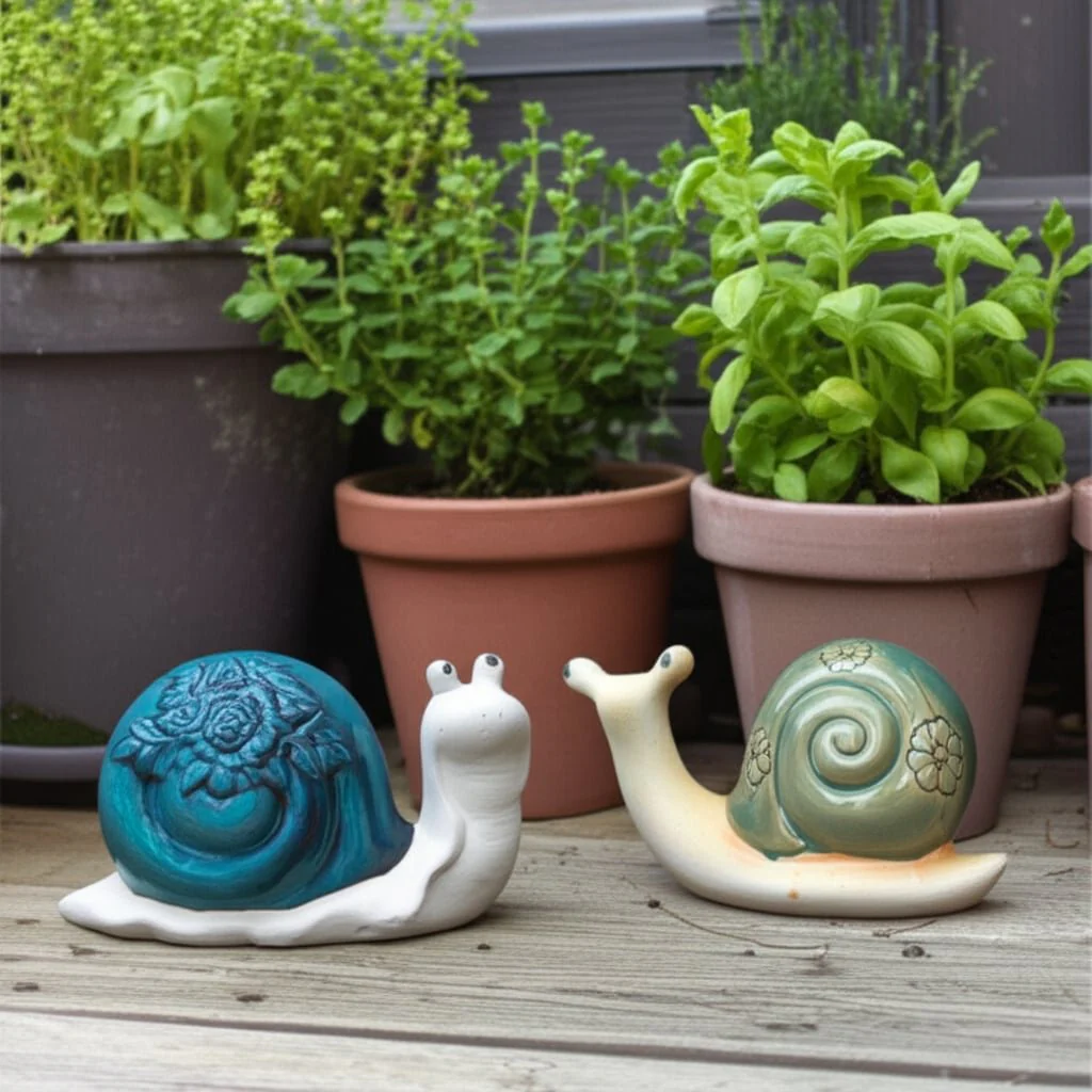 S/2 8" Flower Snails, Blue/green - Image 10