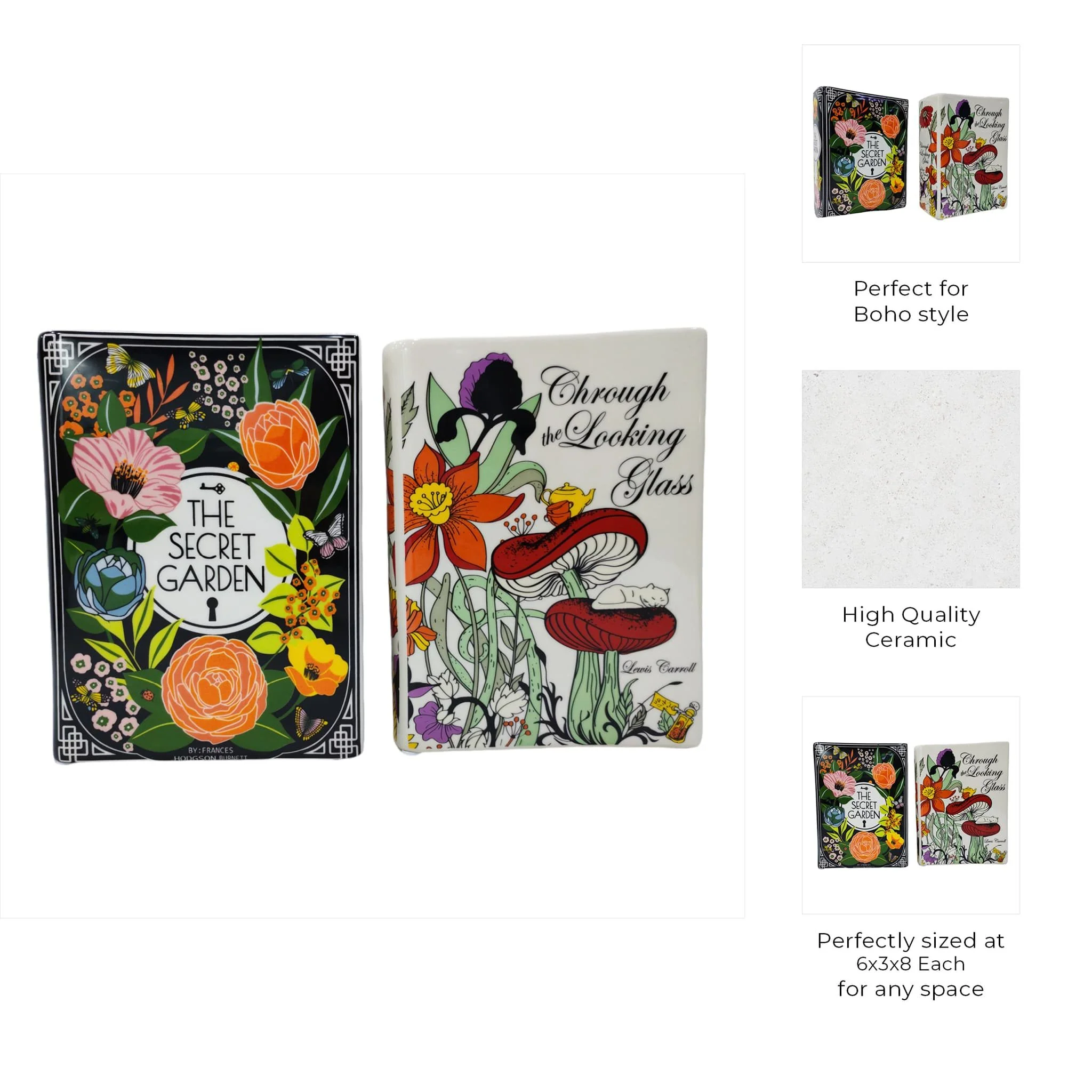 S/2 8x6" Book Vase, Multi - Image 8