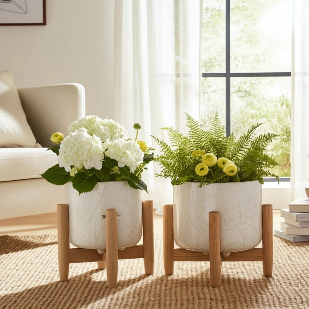 S/2 9/11" Blooming Branches Planters, Ivory - Image 10
