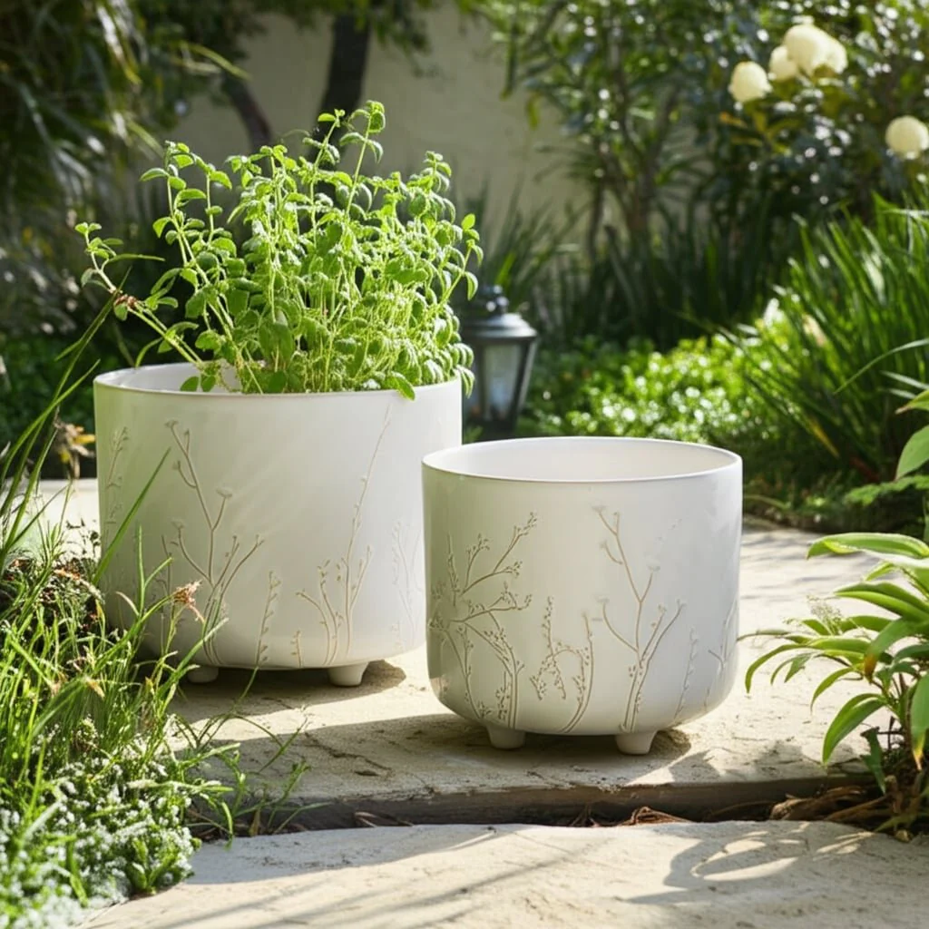 S/2 9/11" Blooming Branches Planters, Ivory - Image 11