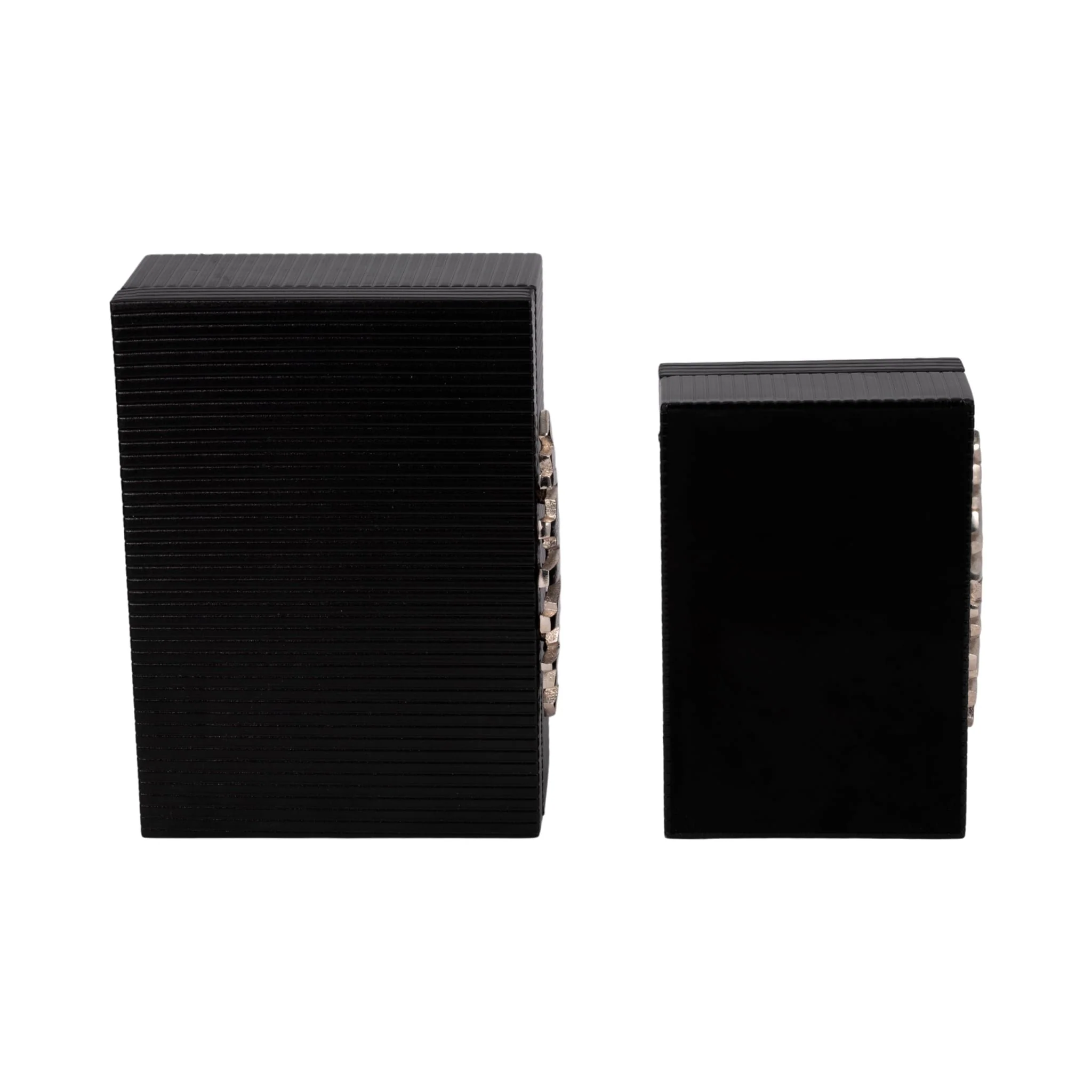 S/2 9/11" Boxes With Lines & Silver Handle, Black - Image 7