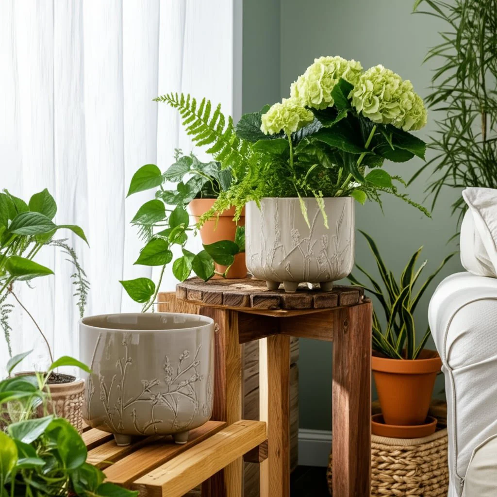 S/2 9/11" Flower Branches Planters, Cream - Image 10