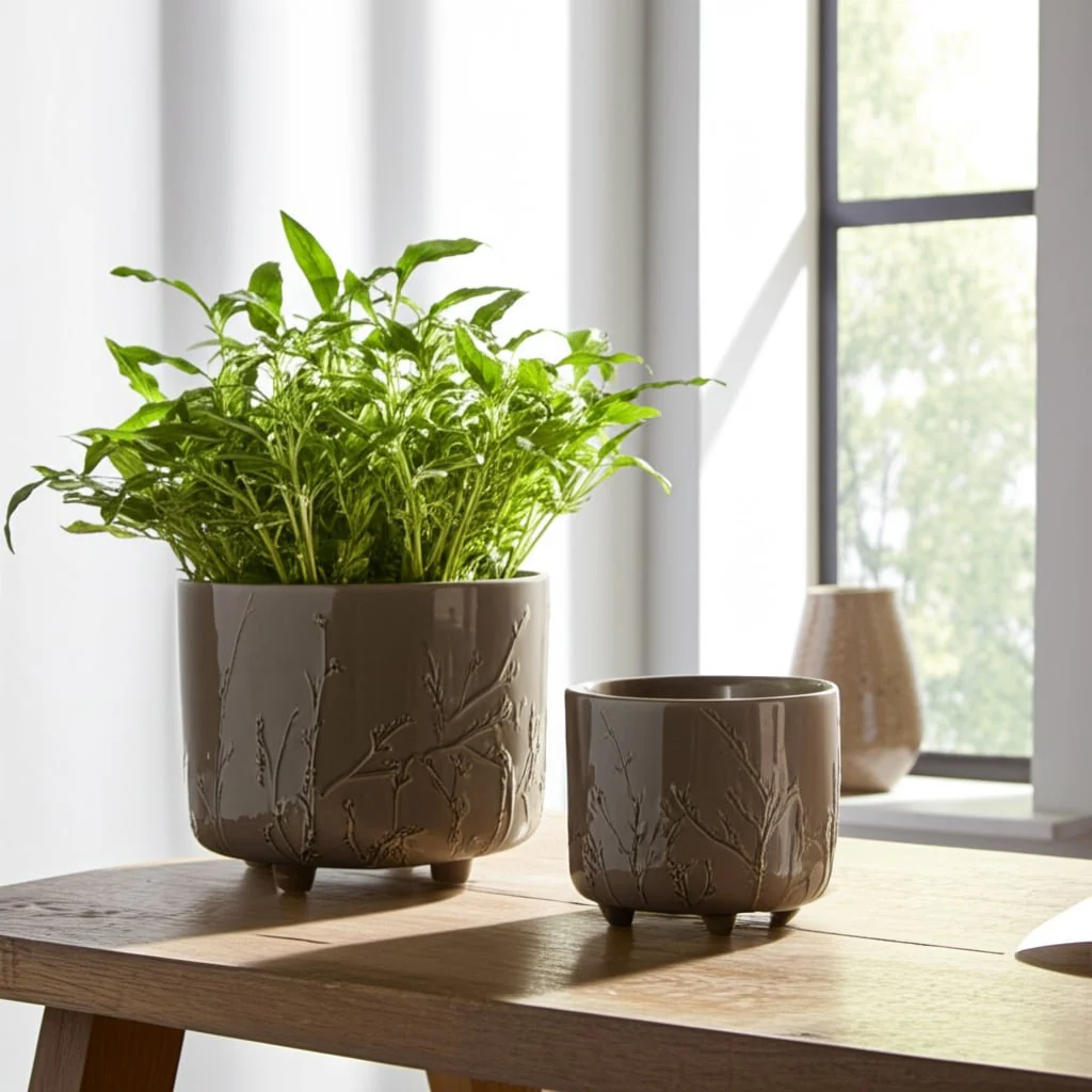 S/2 9/11" Flower Branches Planters, Cream - Image 9