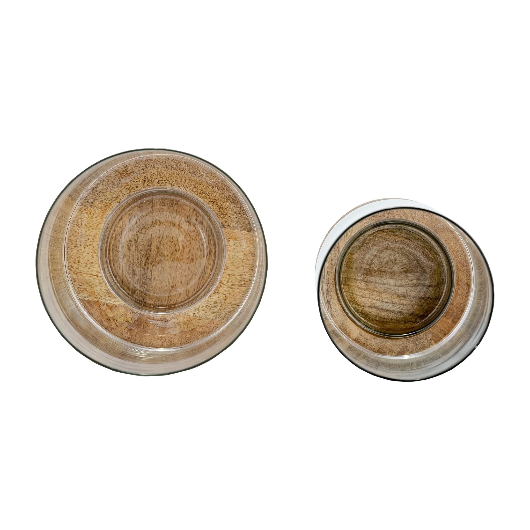 S/2, 9/11" Hurricane Candle Holder On Wood Base, N - Image 4