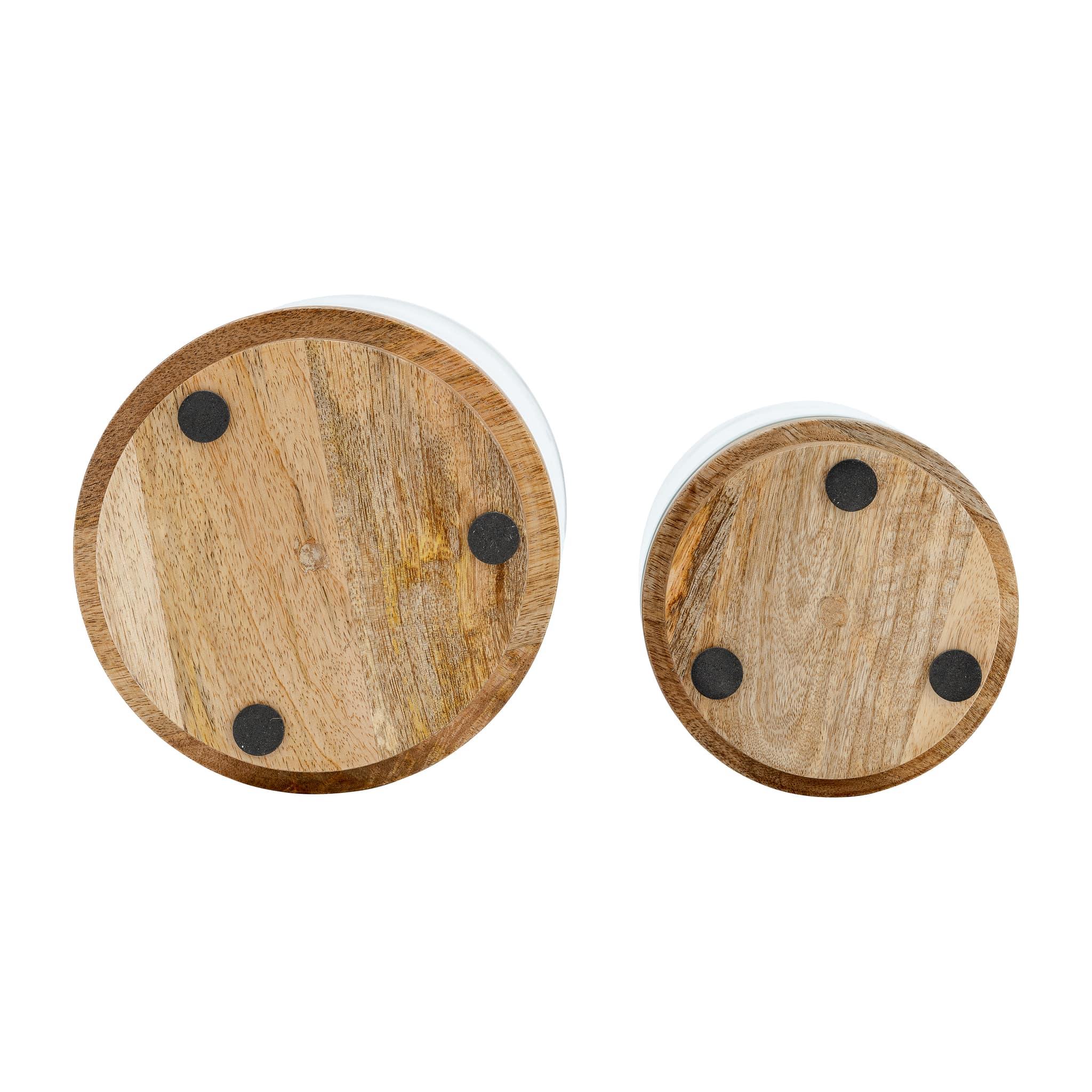 S/2, 9/11" Hurricane Candle Holder On Wood Base, N - Image 5