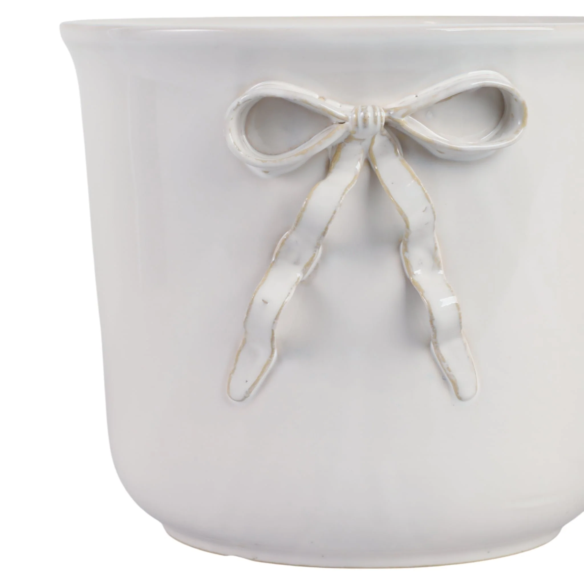 S/2 9/11" Pretty Bow Planters, White - Image 2