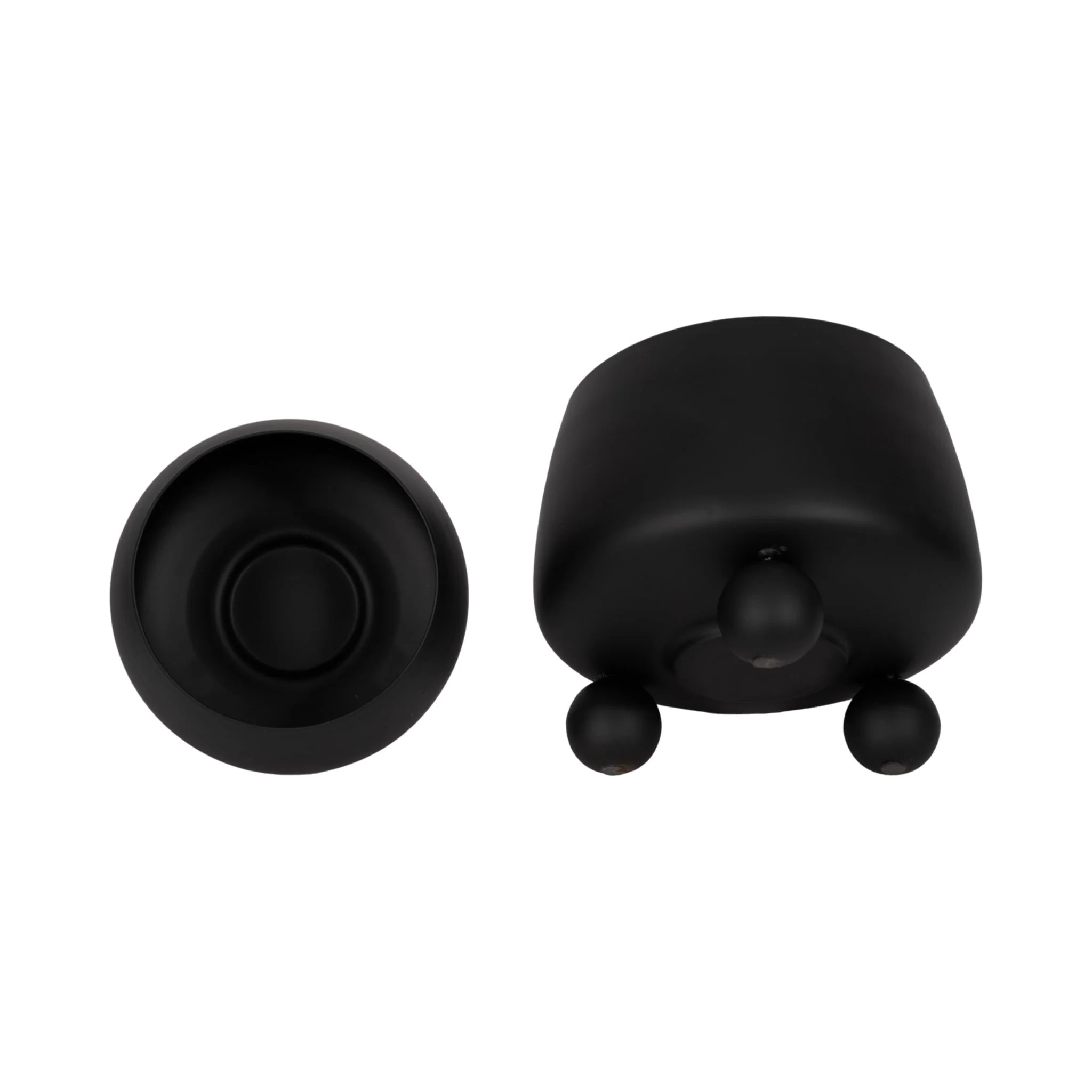 S/2 9/11" Round Metal Planters With Ball Feet, Blk - Image 5