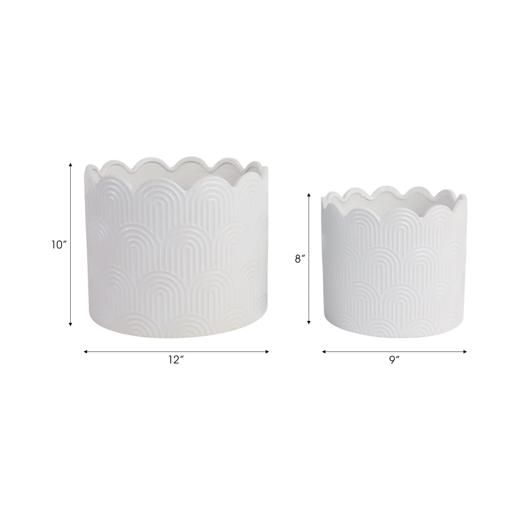S/2 9/12"  Arch Planters, White - Image 7