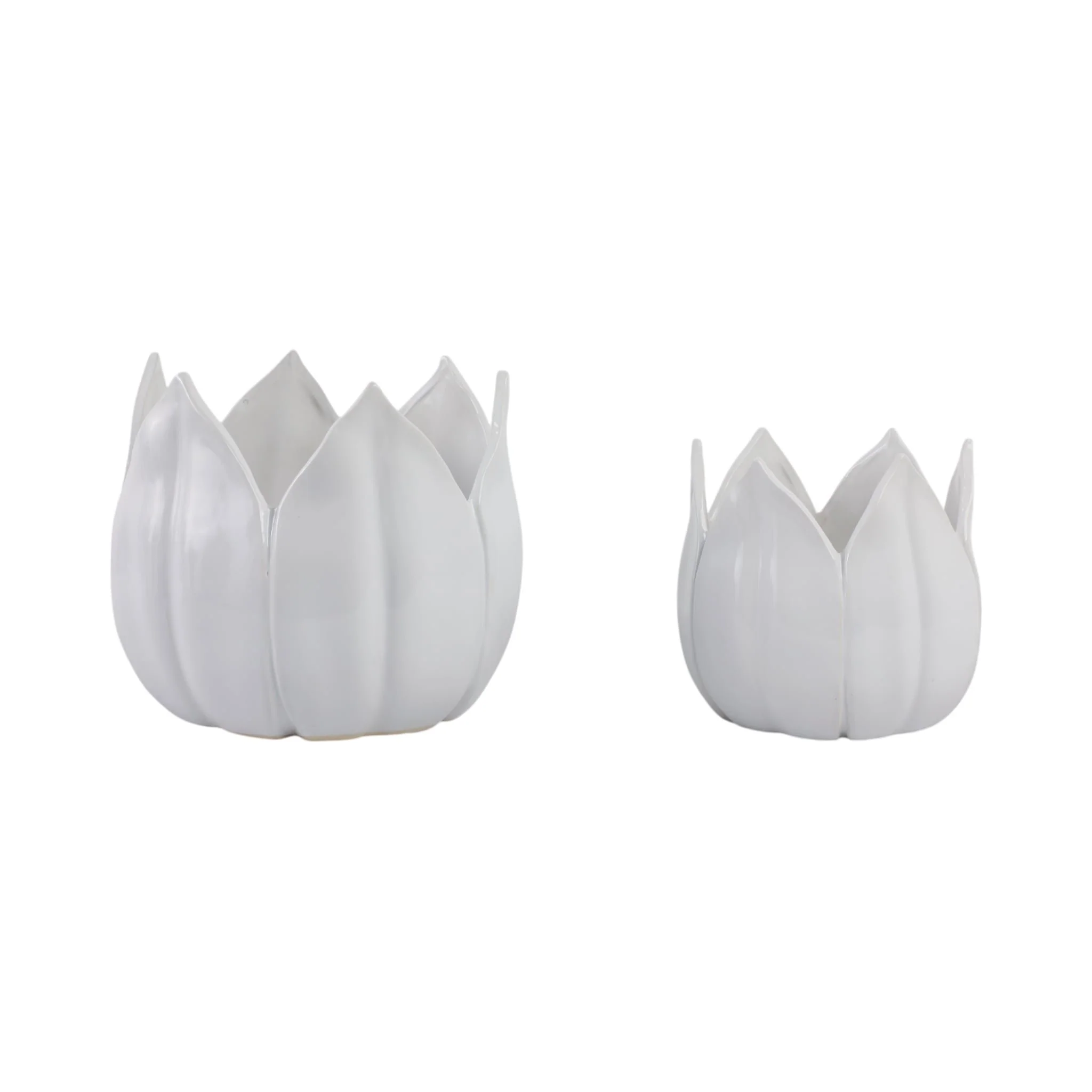 S/2 9/12" Petal Planters, White - Image 2