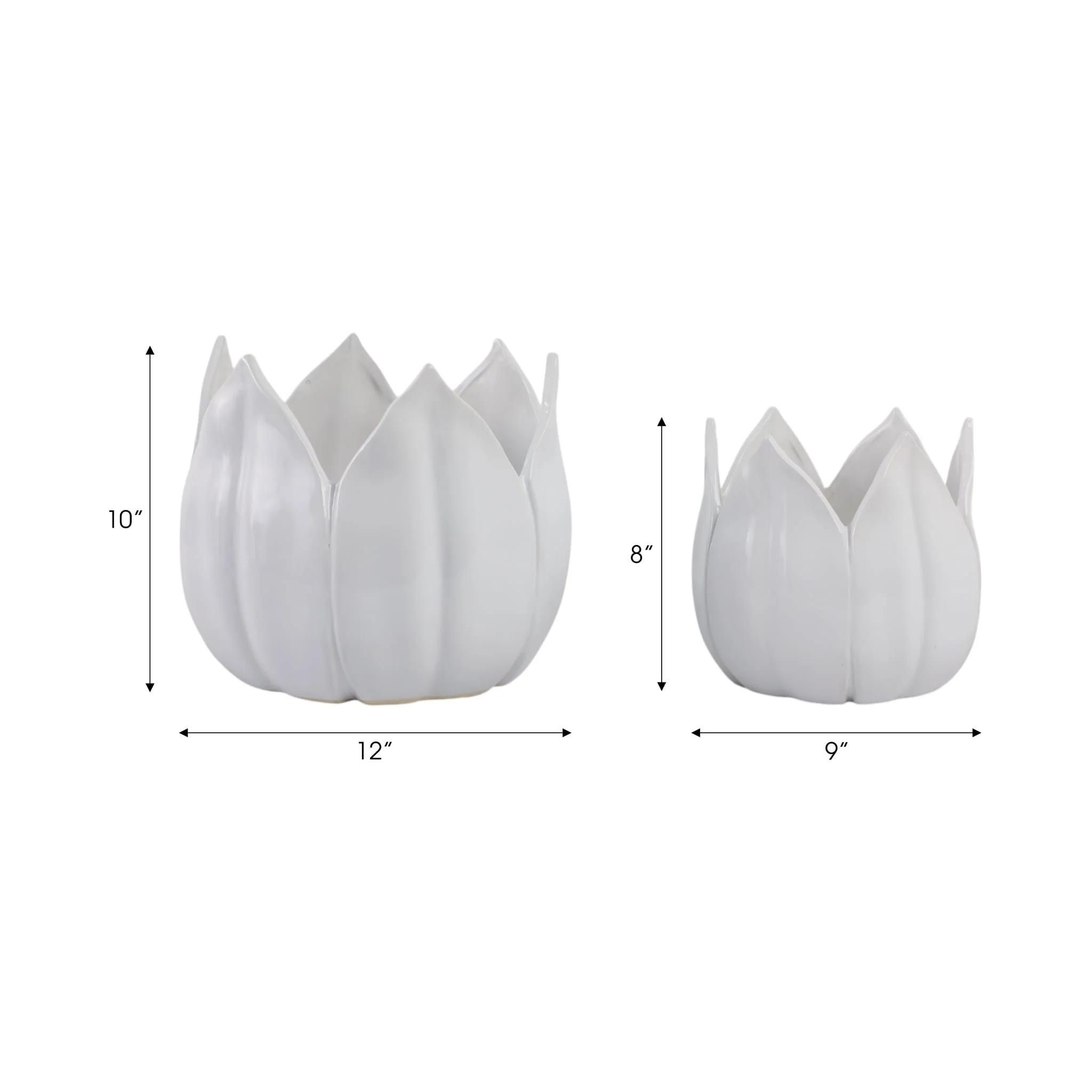 S/2 9/12" Petal Planters, White - Image 7
