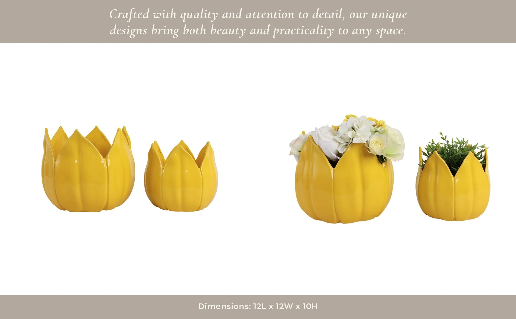 S/2 9/12" Petal Planters, Yellow - Image 11