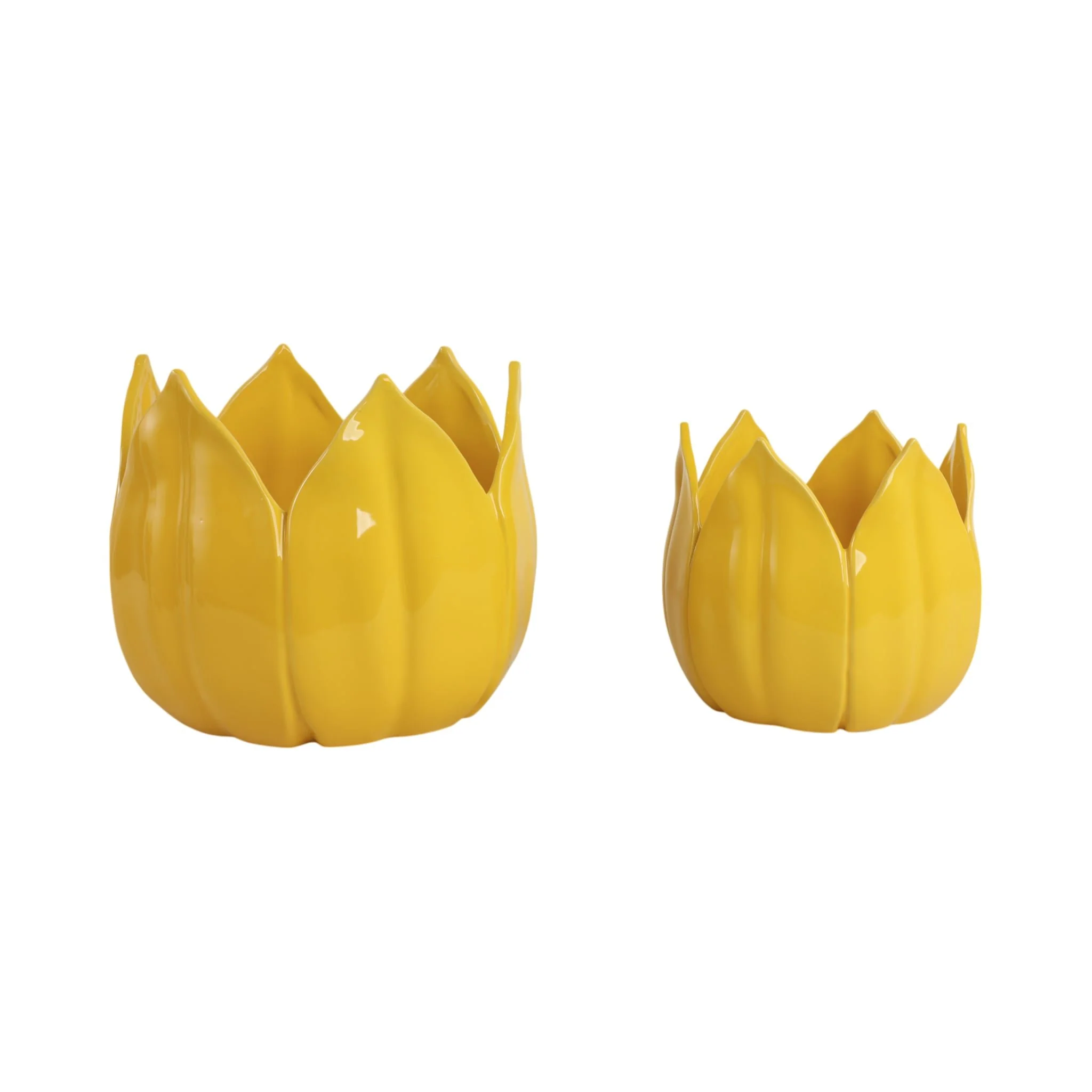 S/2 9/12" Petal Planters, Yellow - Image 2