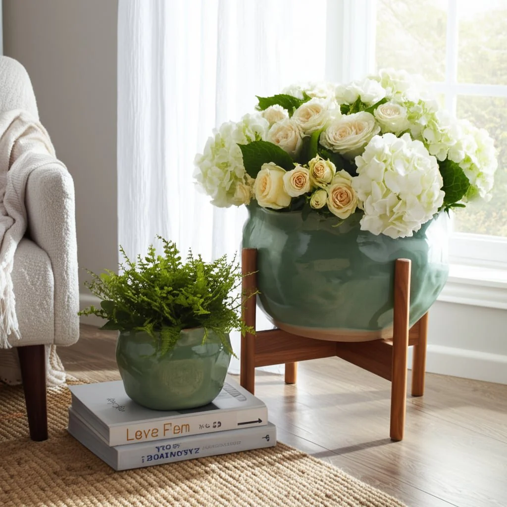 S/2 9/12" Round Wavy Edge Planters, Sage Green - Image 10