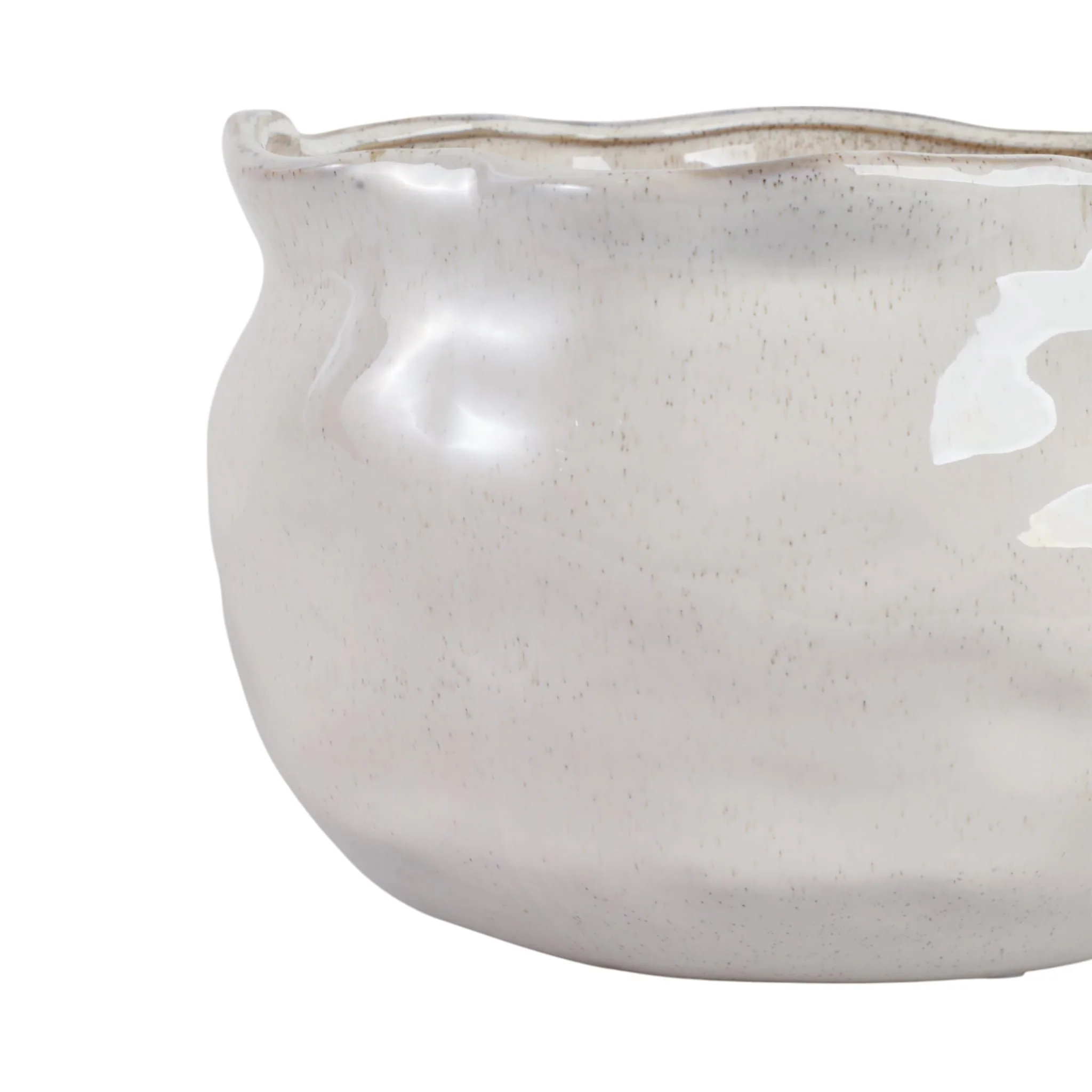 S/2 9/12" Round Wavy Edge Planters, White - Image 4