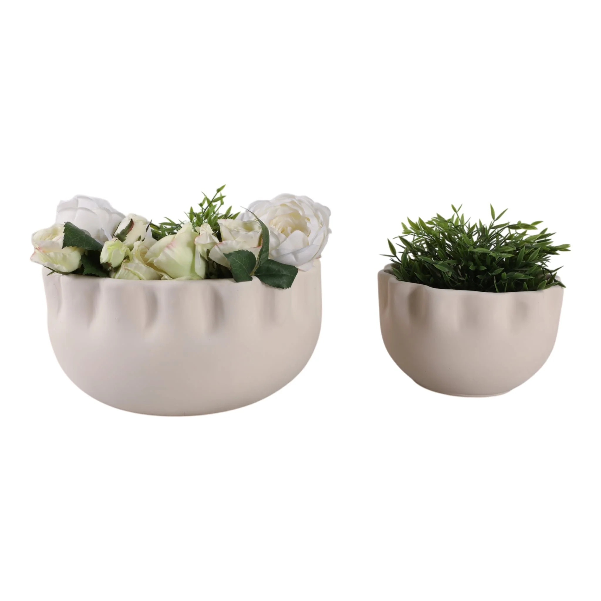 S/2 9/13"terracotta Planters, White - Image 2