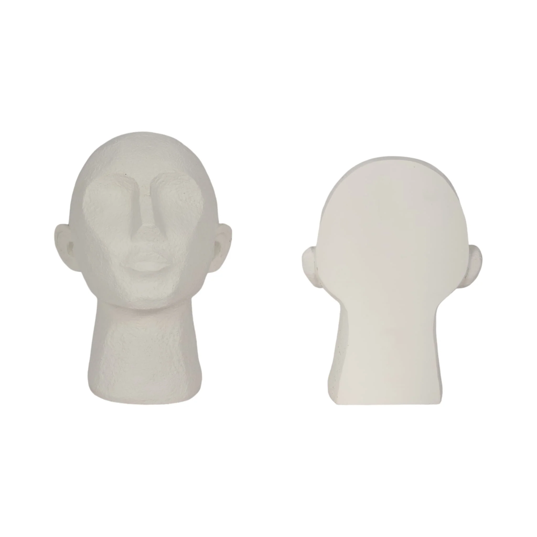 S/2 9" Textured Head Up Bookends, White - Image 5