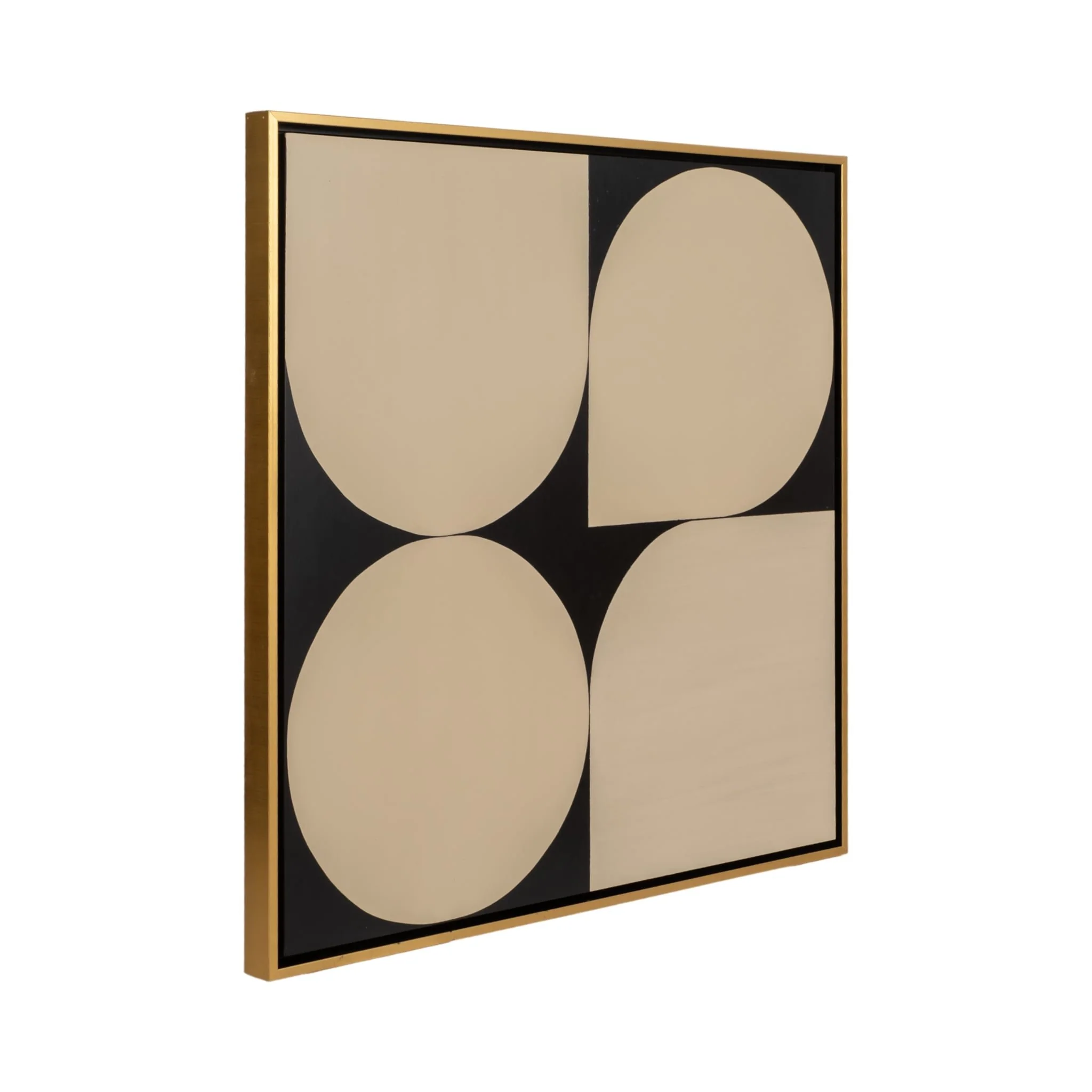 S/2 95x47 Hand Painted Modern Geos, Tan/black - Image 3