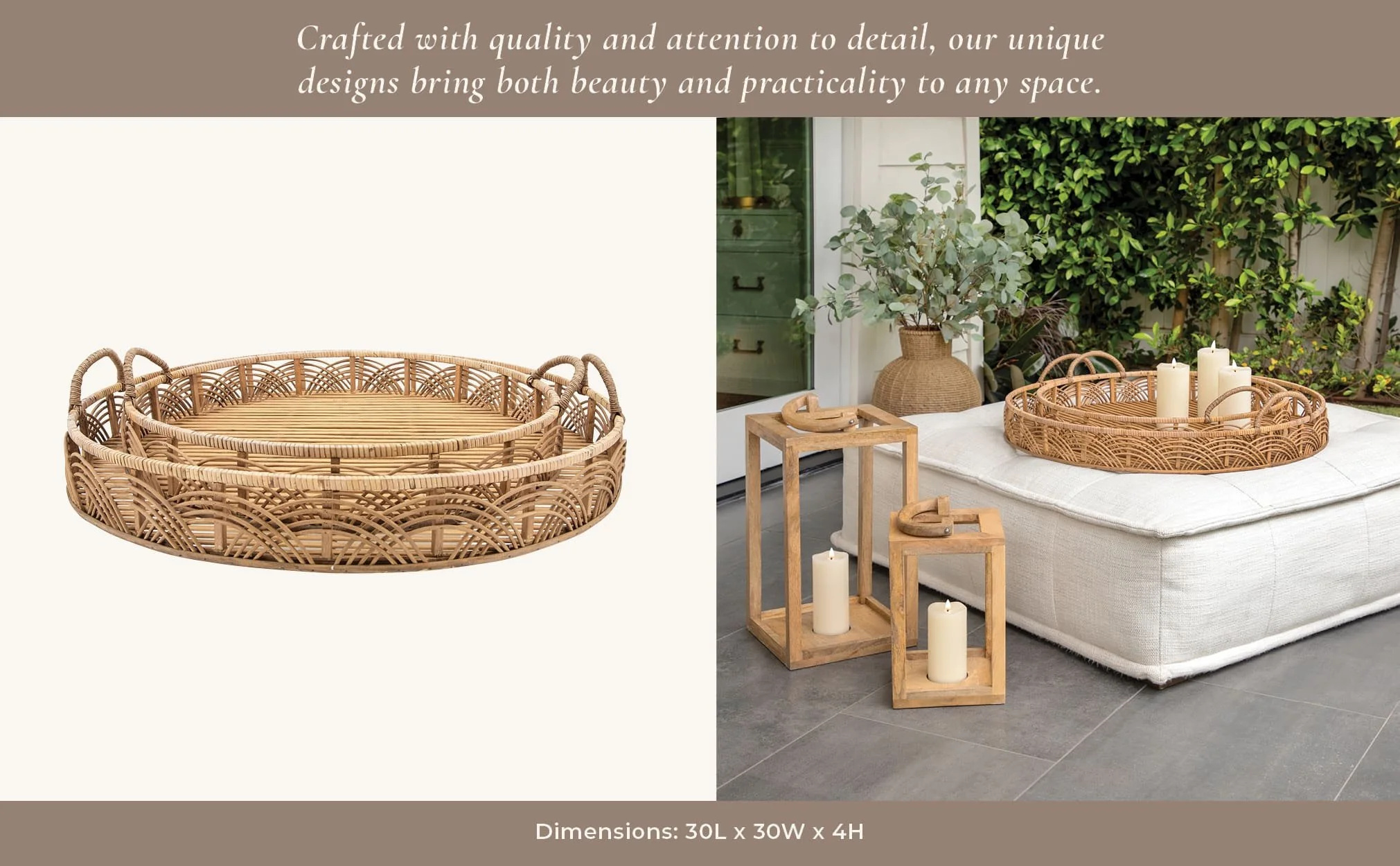 S/2 Bamboo 24/30" Round Trays, Natural - Image 11