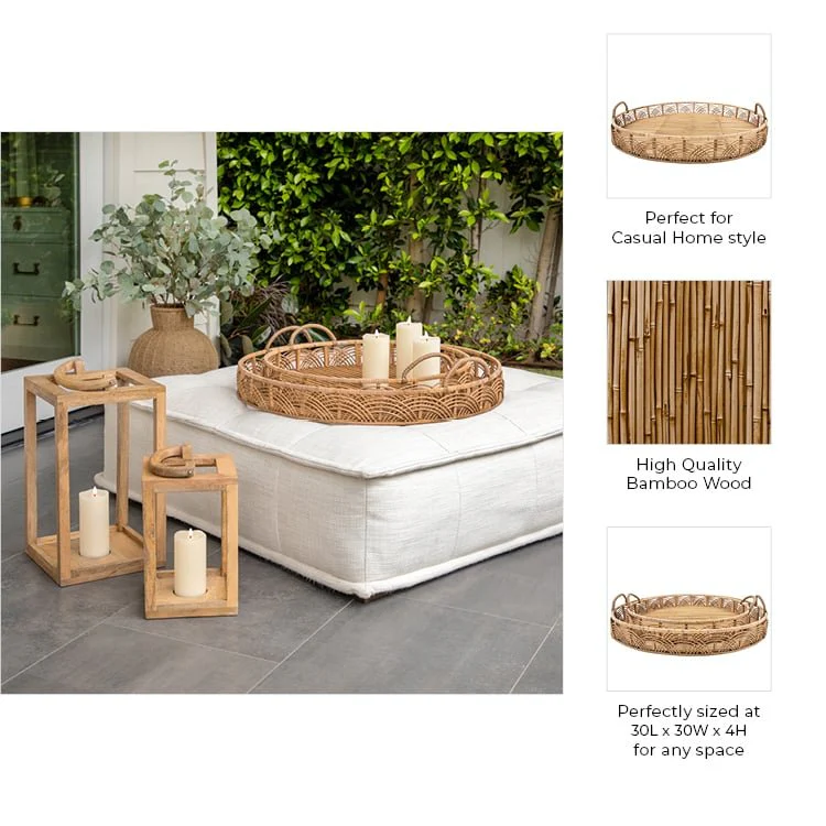 S/2 Bamboo 24/30" Round Trays, Natural - Image 5