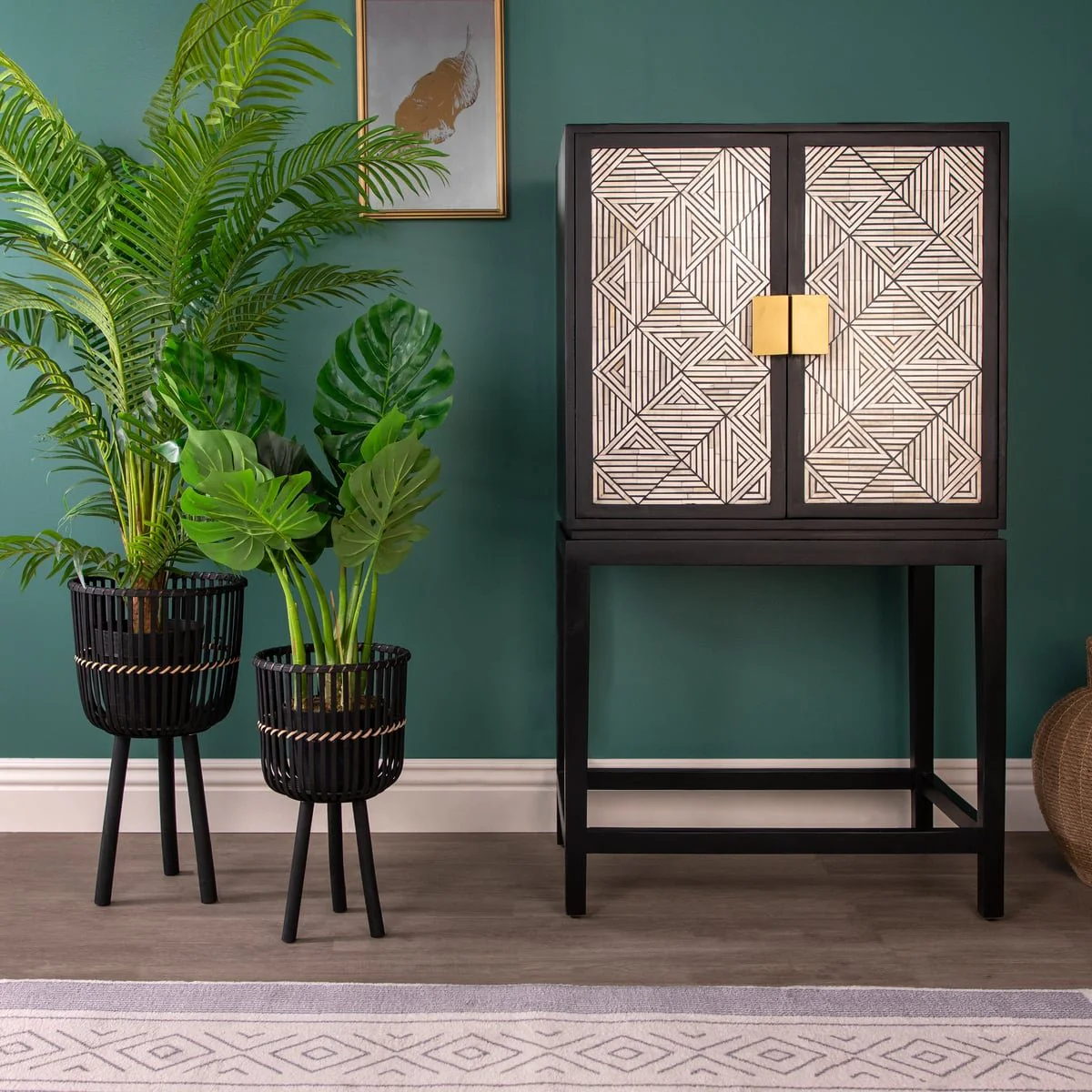 S/2 Bamboo Footed Planters 10/12", Black - Image 10
