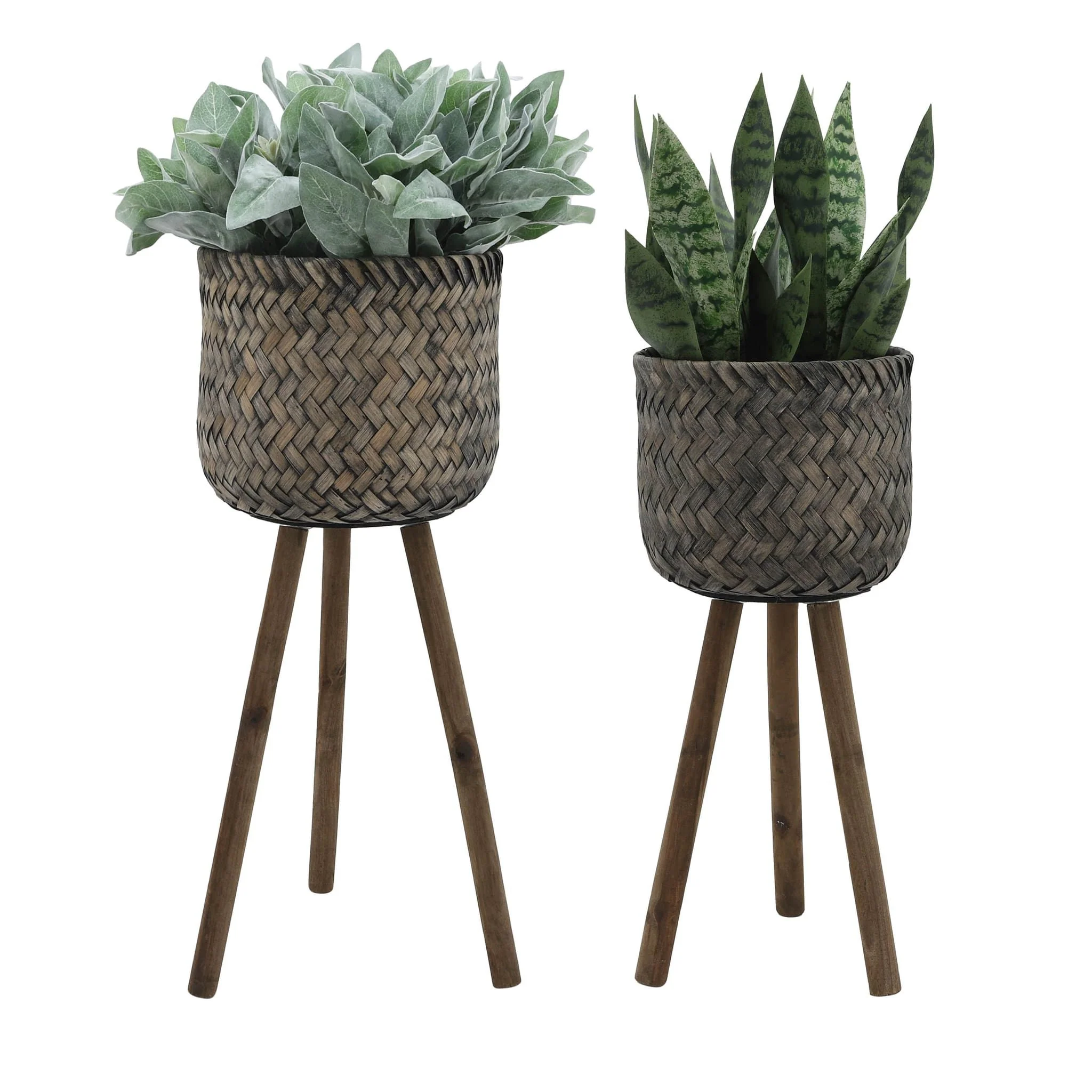 S/2 Bamboo Planters On Stands - Image 2