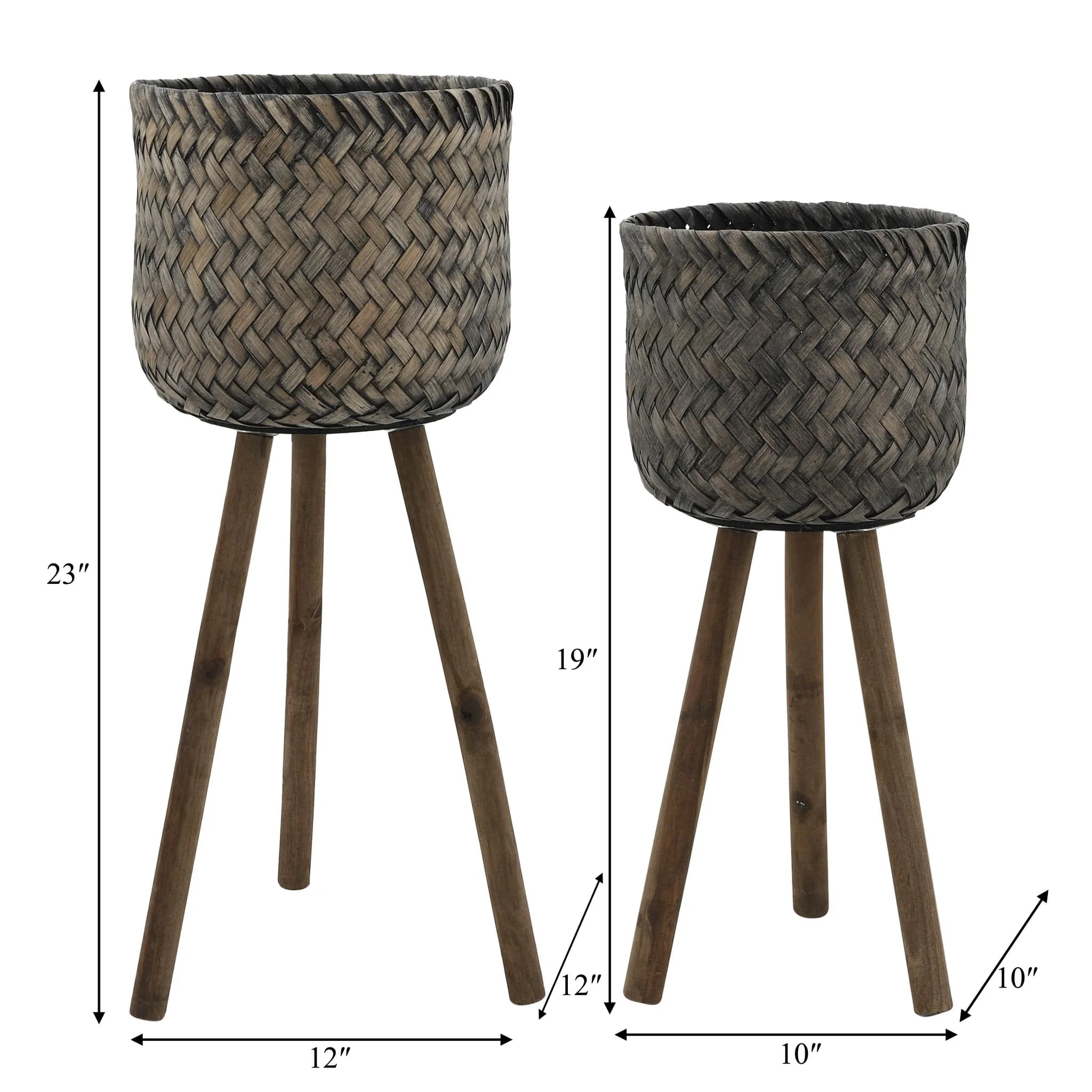 S/2 Bamboo Planters On Stands - Image 7