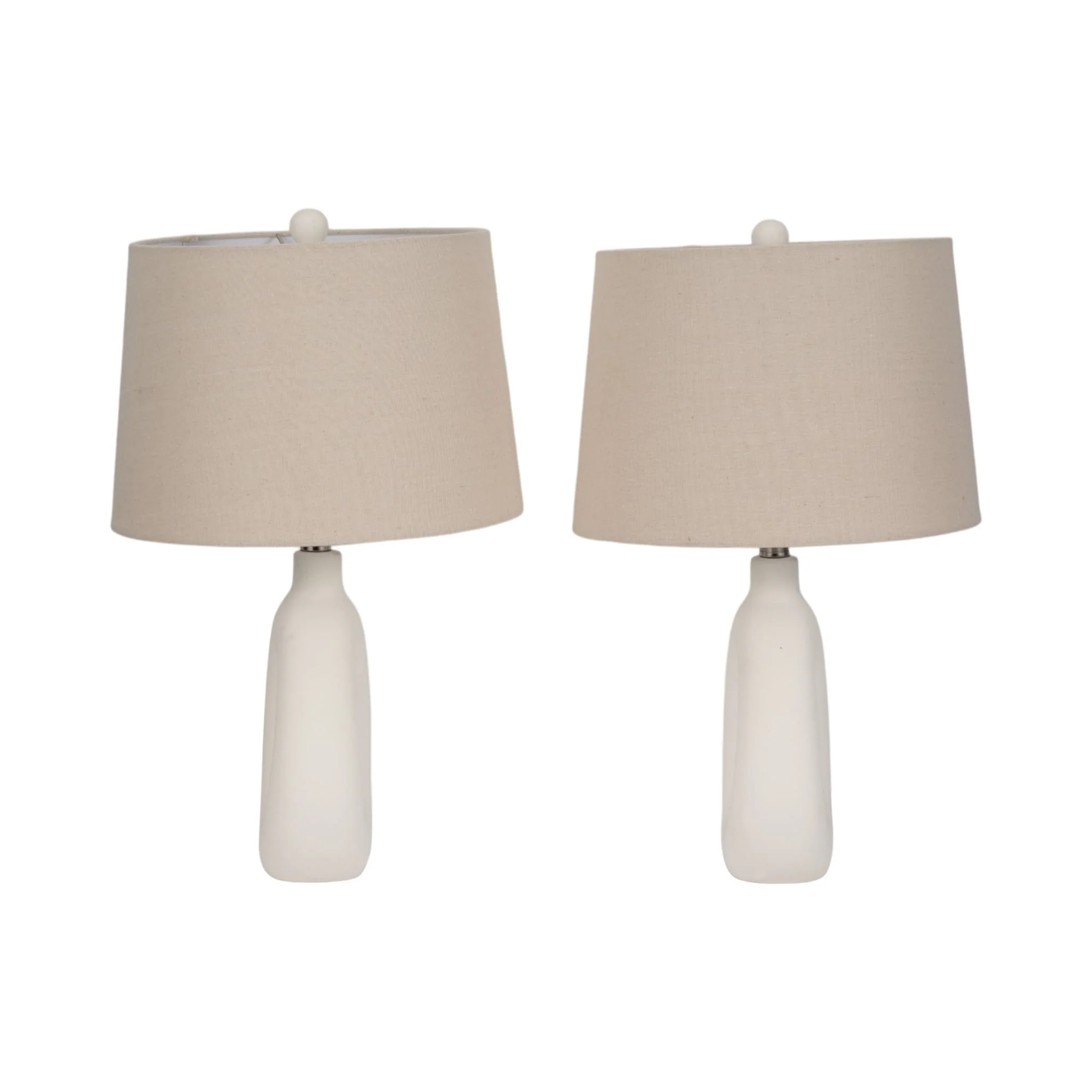 S/2 Ceramic 23" Open Cut Out Table Lamp, White/tan - Image 4