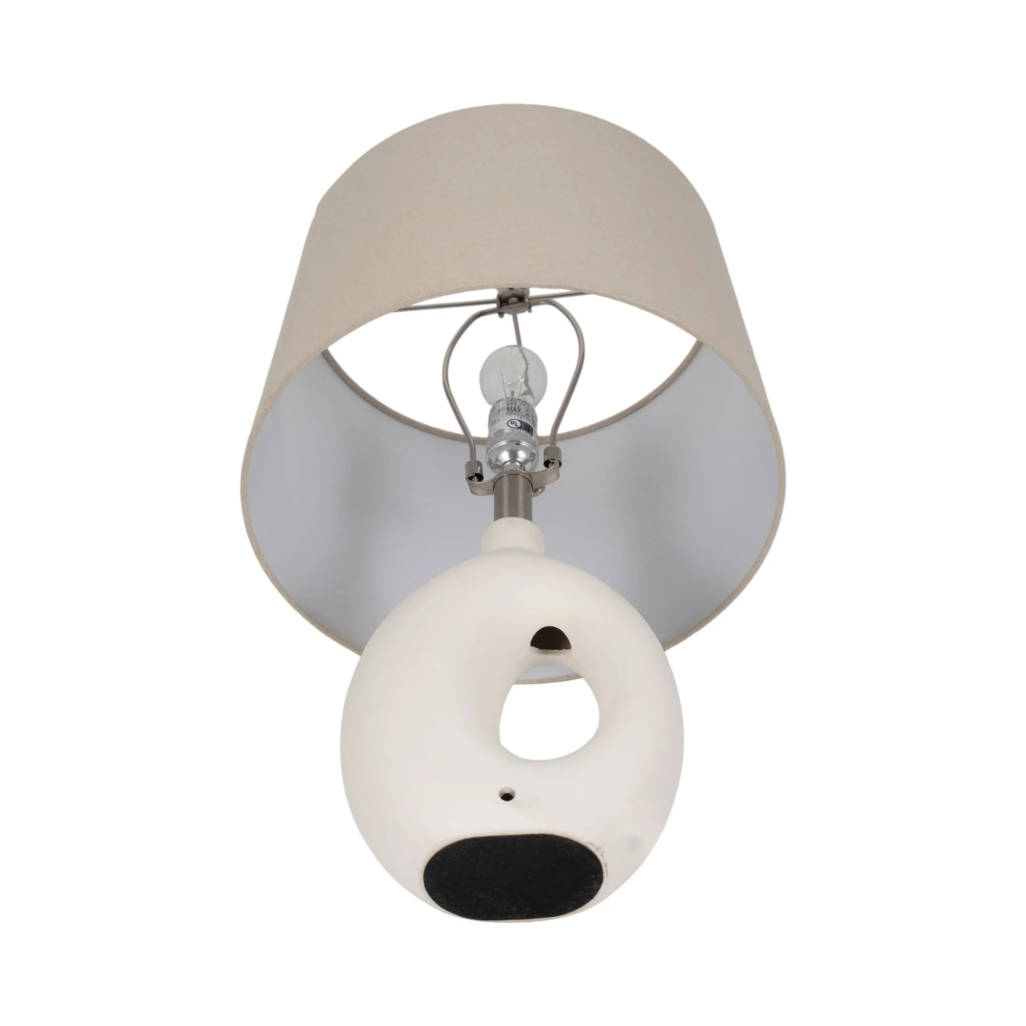 S/2 Ceramic 23" Open Cut Out Table Lamp, White/tan - Image 7