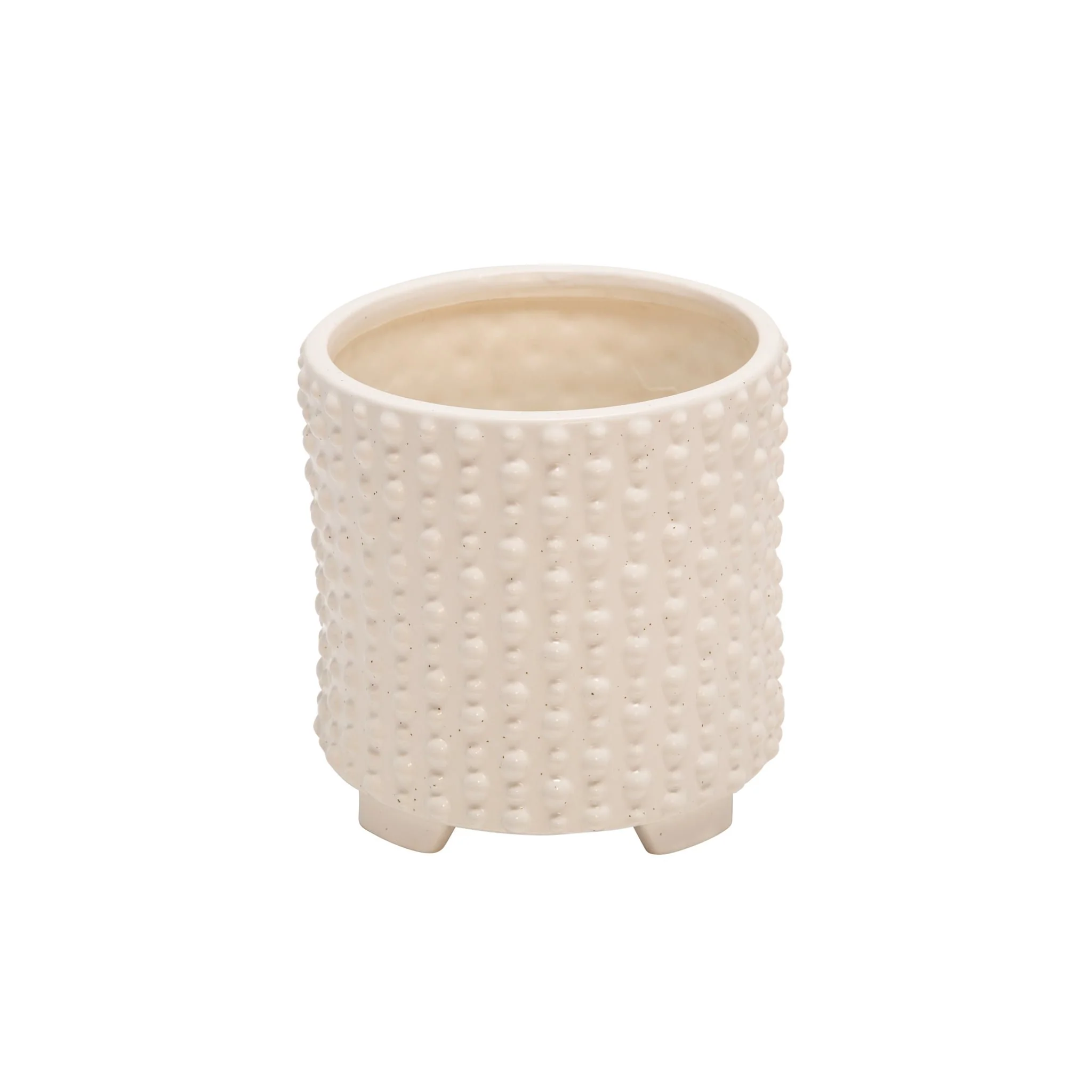 S/2 Ceramic 6/8" Footed Planters W/ Dots, White - Image 2