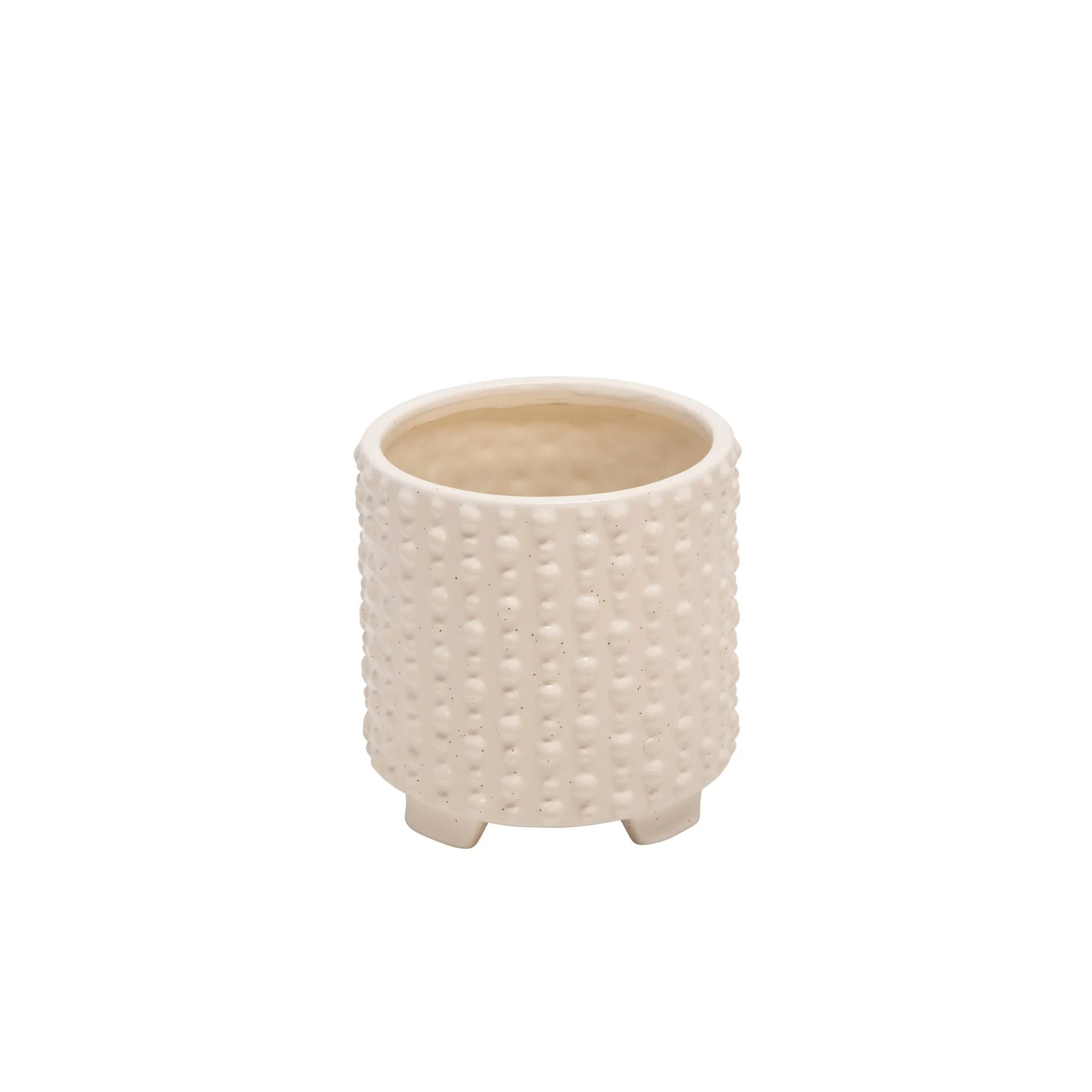 S/2 Ceramic 6/8" Footed Planters W/ Dots, White - Image 3