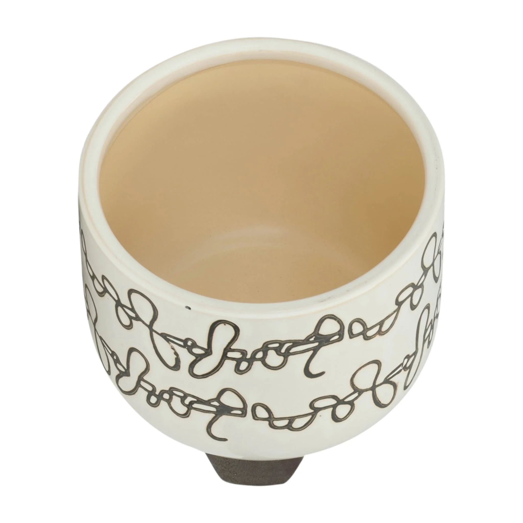 S/2 Ceramic 6/8" Scribble Footed Planter, Beige - Image 4