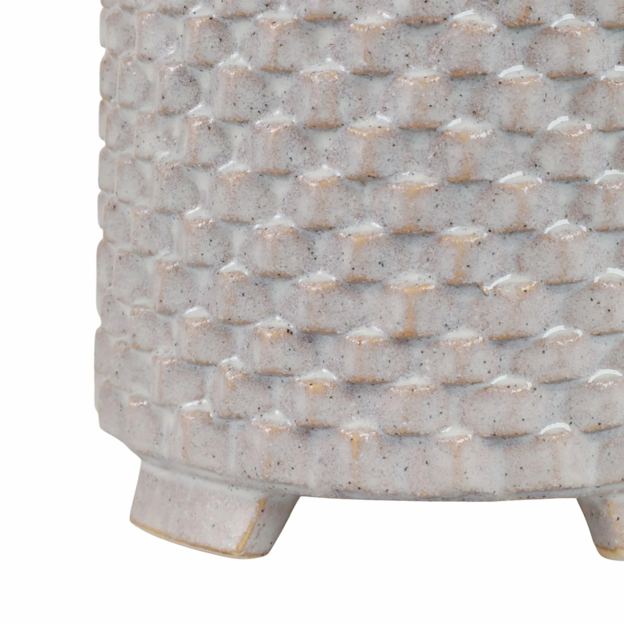 S/2 Ceramic 6/8" Textured Footed Planter, White - Image 6
