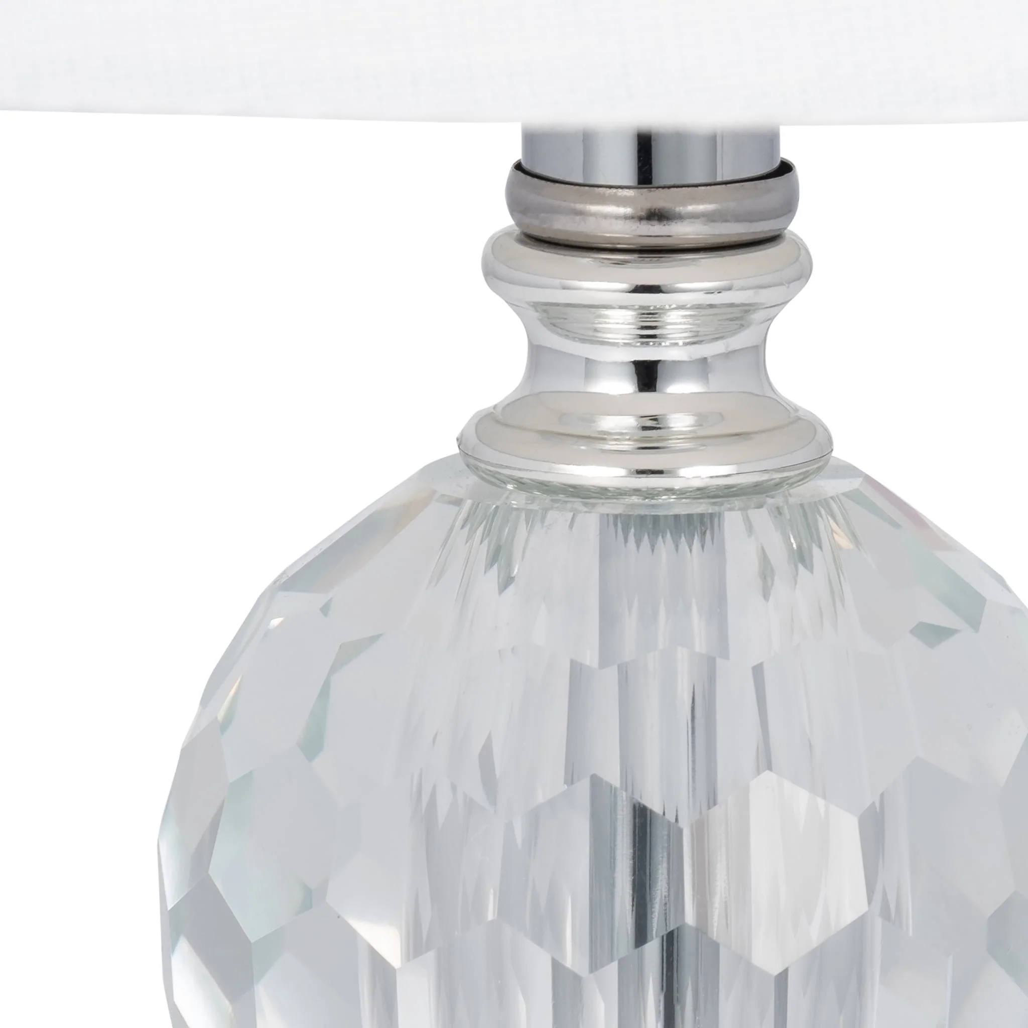 S/2 Crystal 19" Faceted Table Lamp, Silver - Image 3