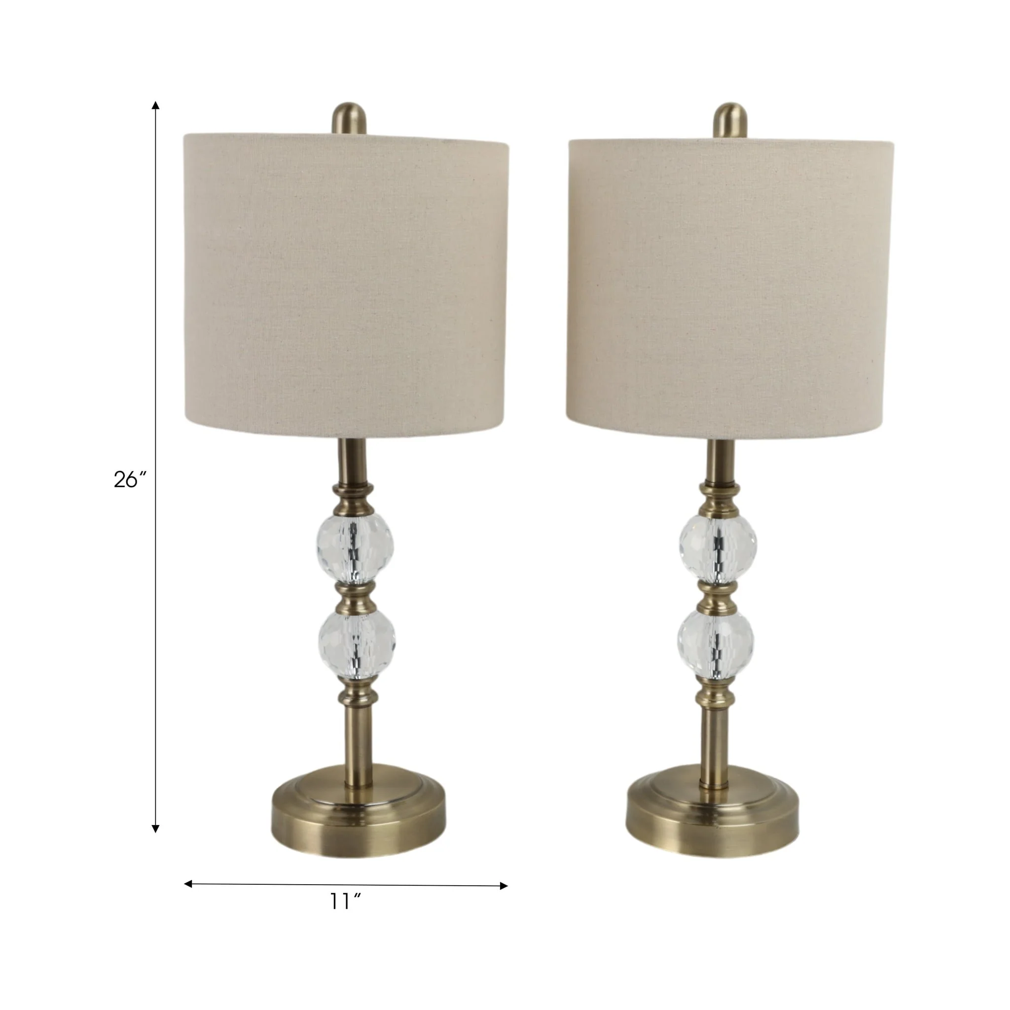 S/2, Crystal 26" Table Lamps, Gold - Image 7