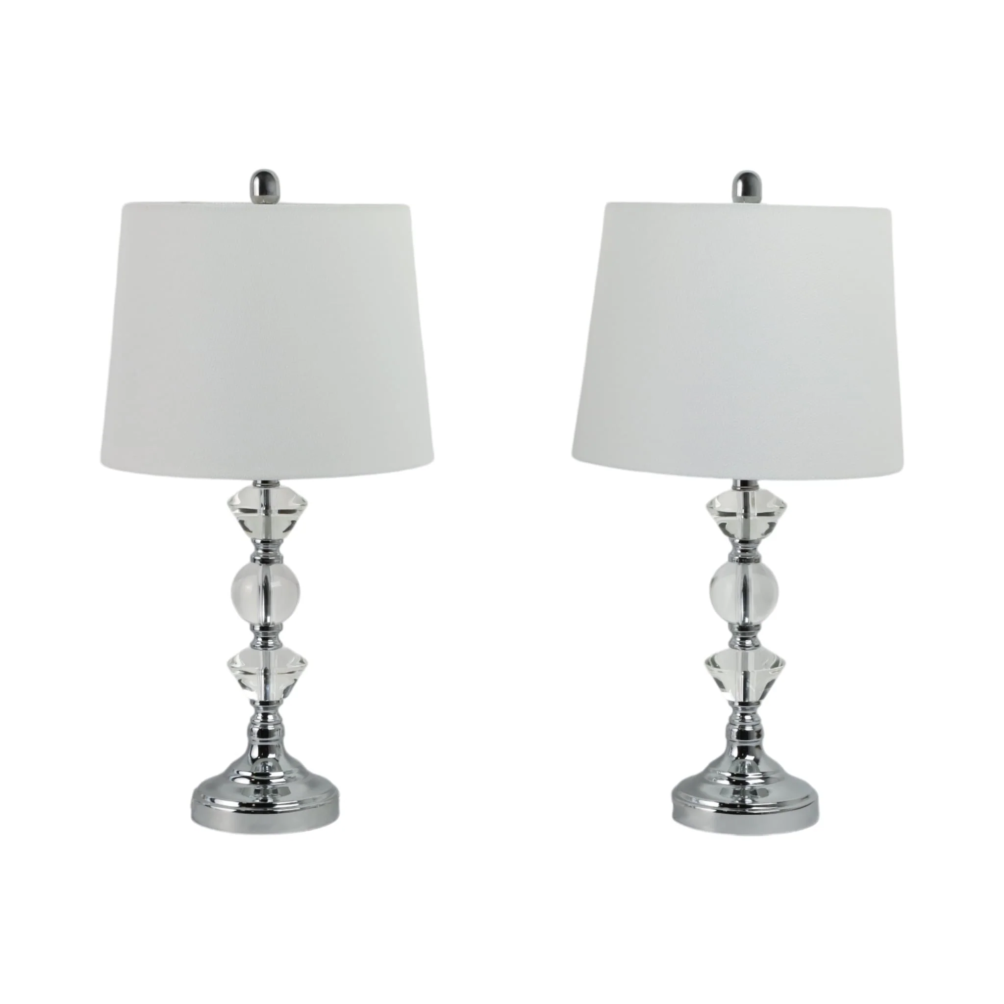 S/2, Crystal 26" Table Lamps, Silver - Image 3