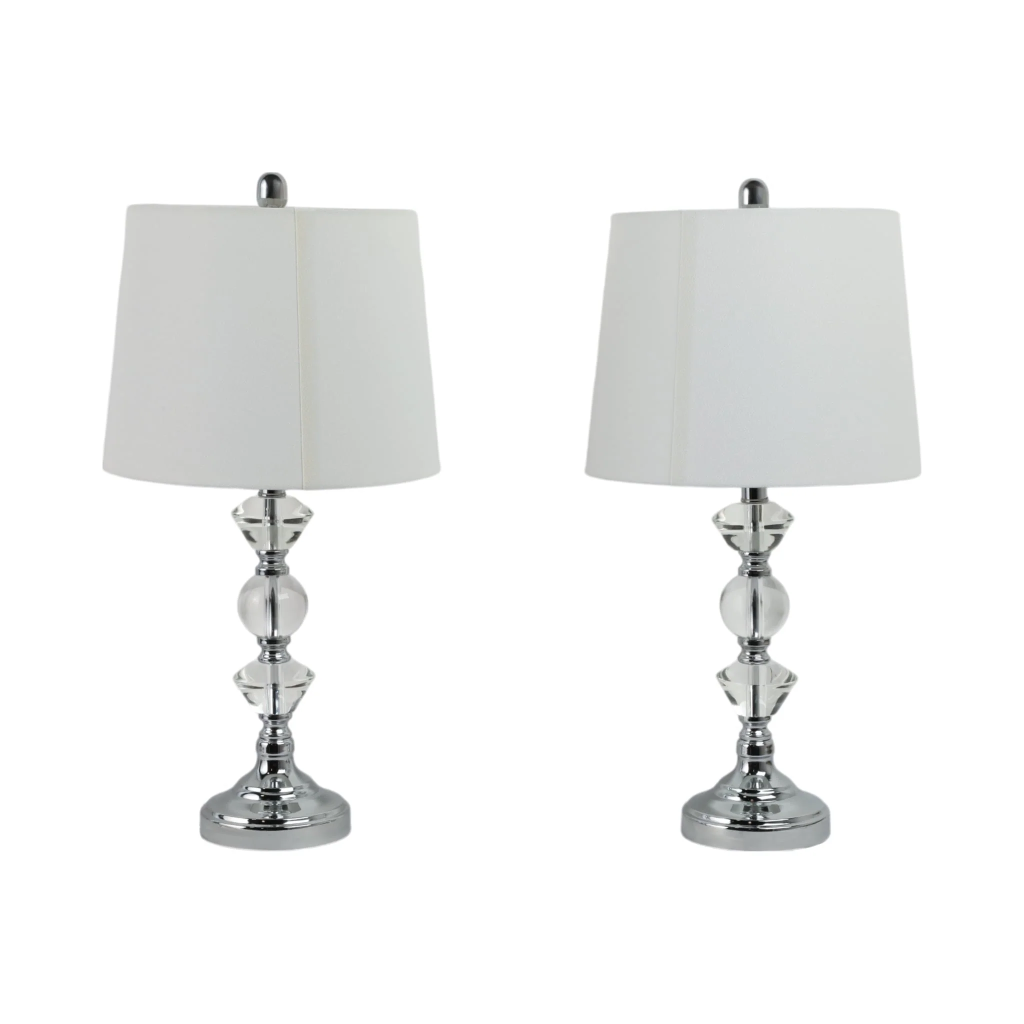 S/2, Crystal 26" Table Lamps, Silver - Image 4