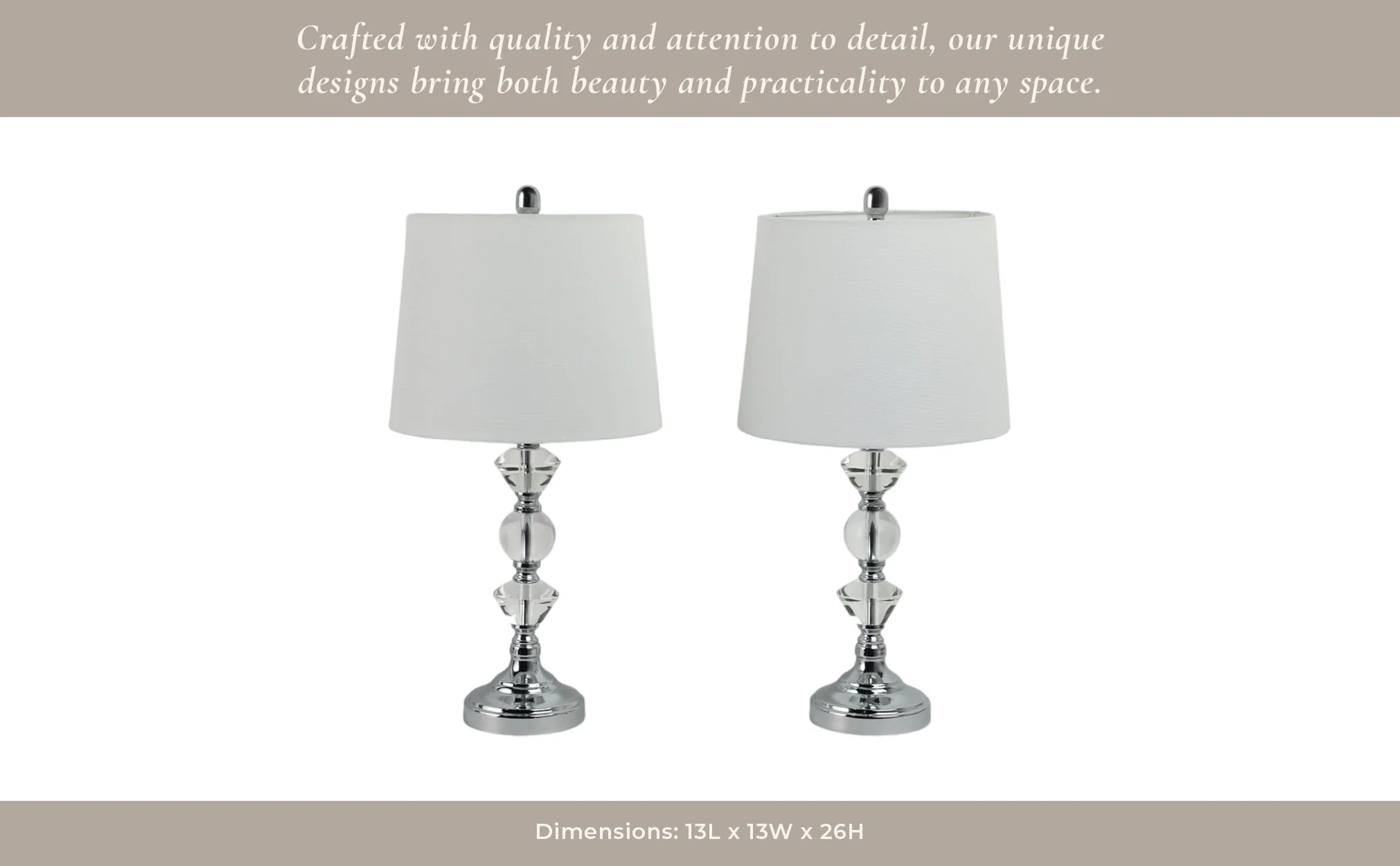 S/2, Crystal 26" Table Lamps, Silver - Image 9