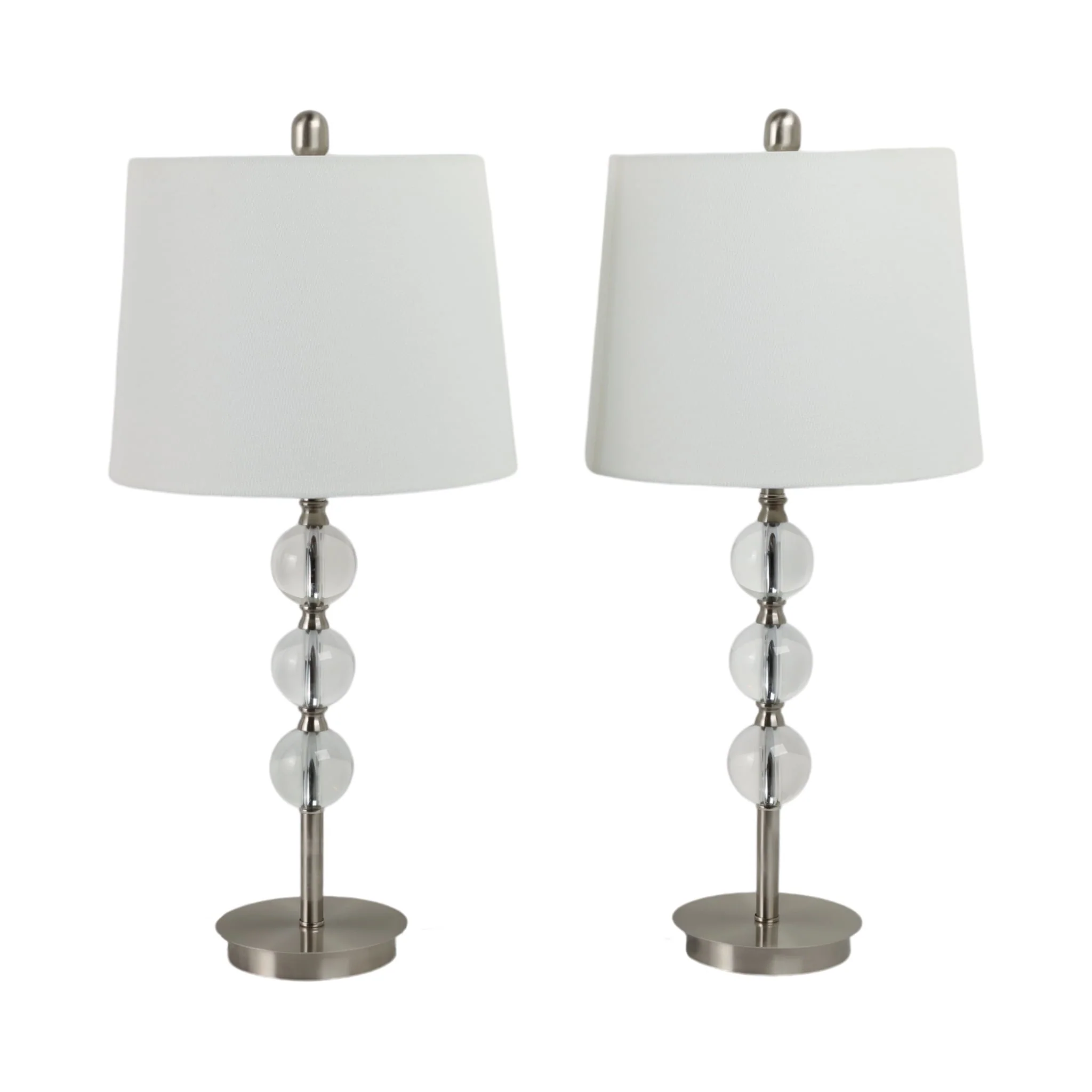 S/2, Crystal 27" Table Lamps, Silver - Image 3