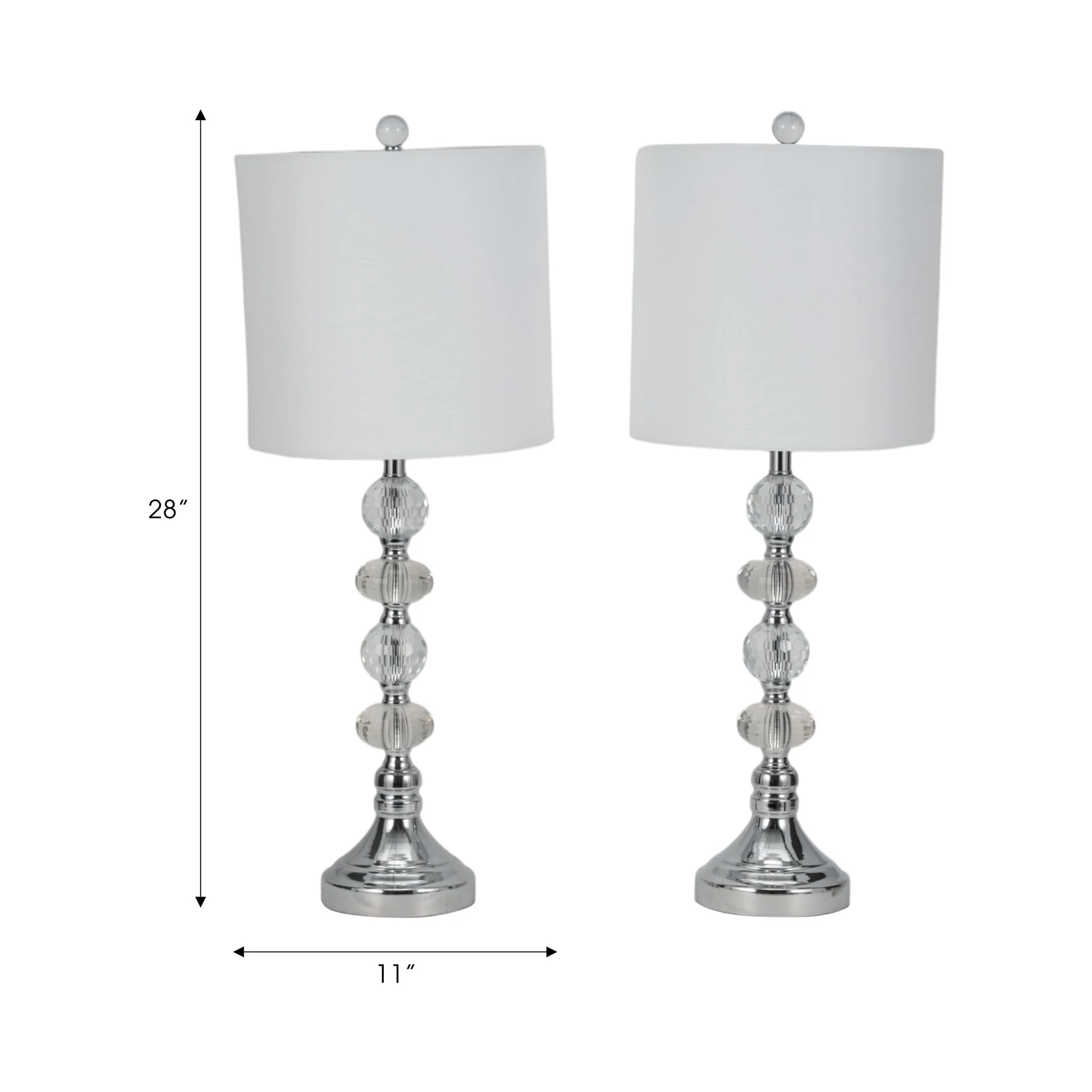 S/2 Crystal 28" Table Lamp, Silver - Image 8